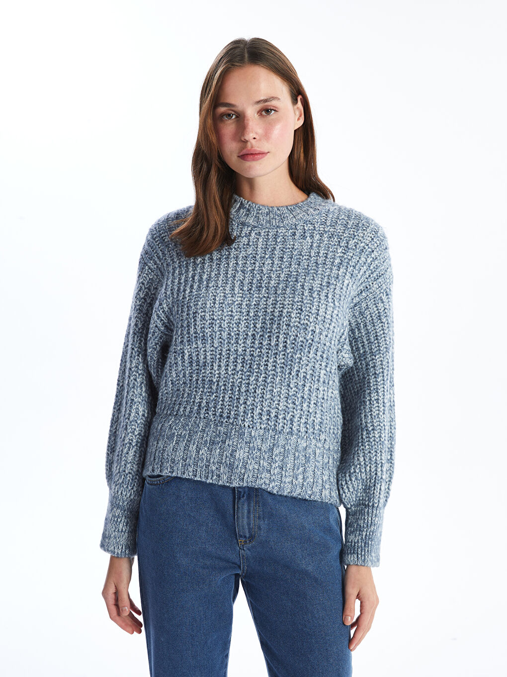 XSIDE Rundhalsausschnitt Schlicht Langarm Damen Strickpullover -W43523Z8-YEB