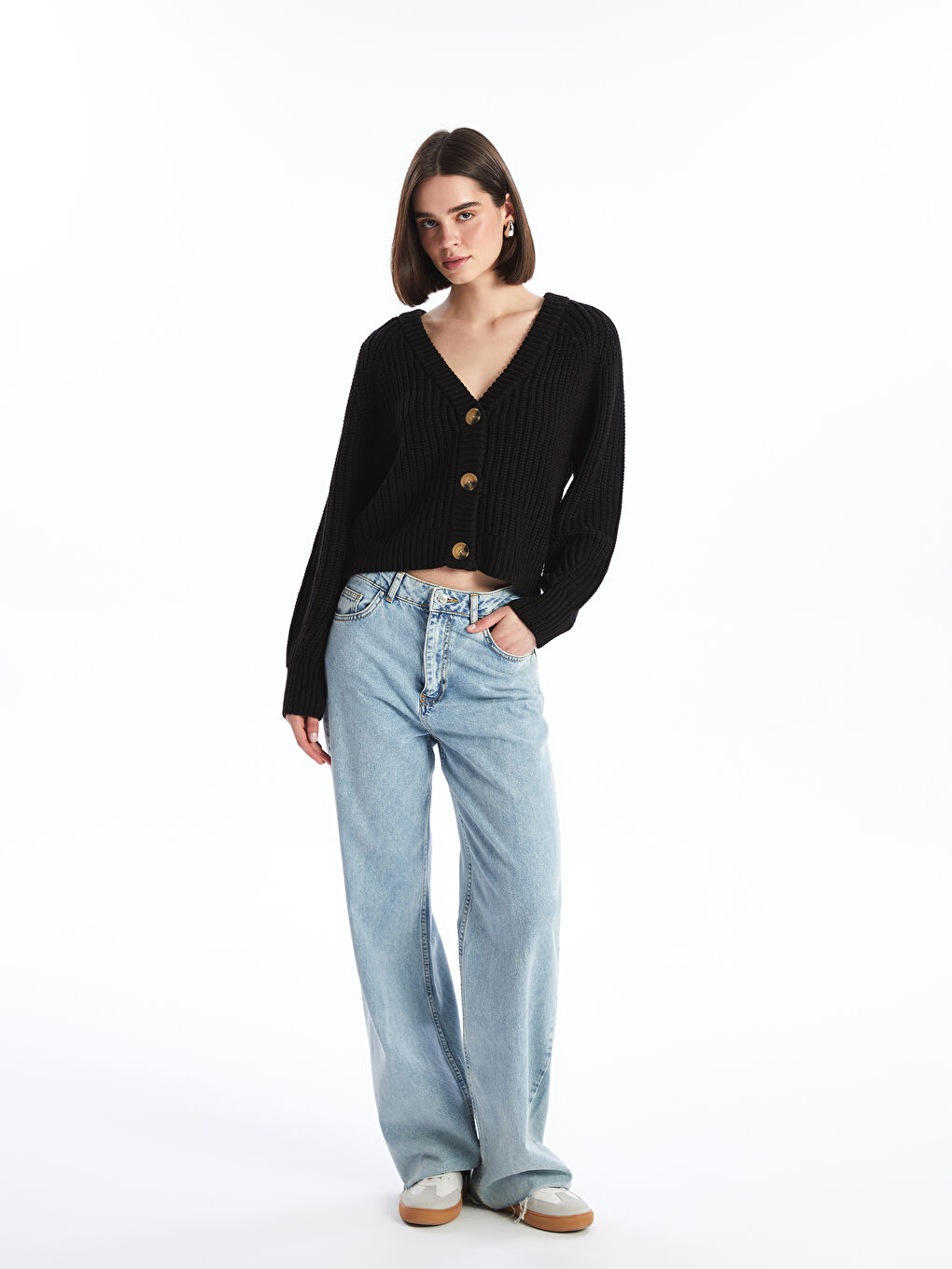 Кардиган из трикотажа с V-образным вырезом для женщин-2