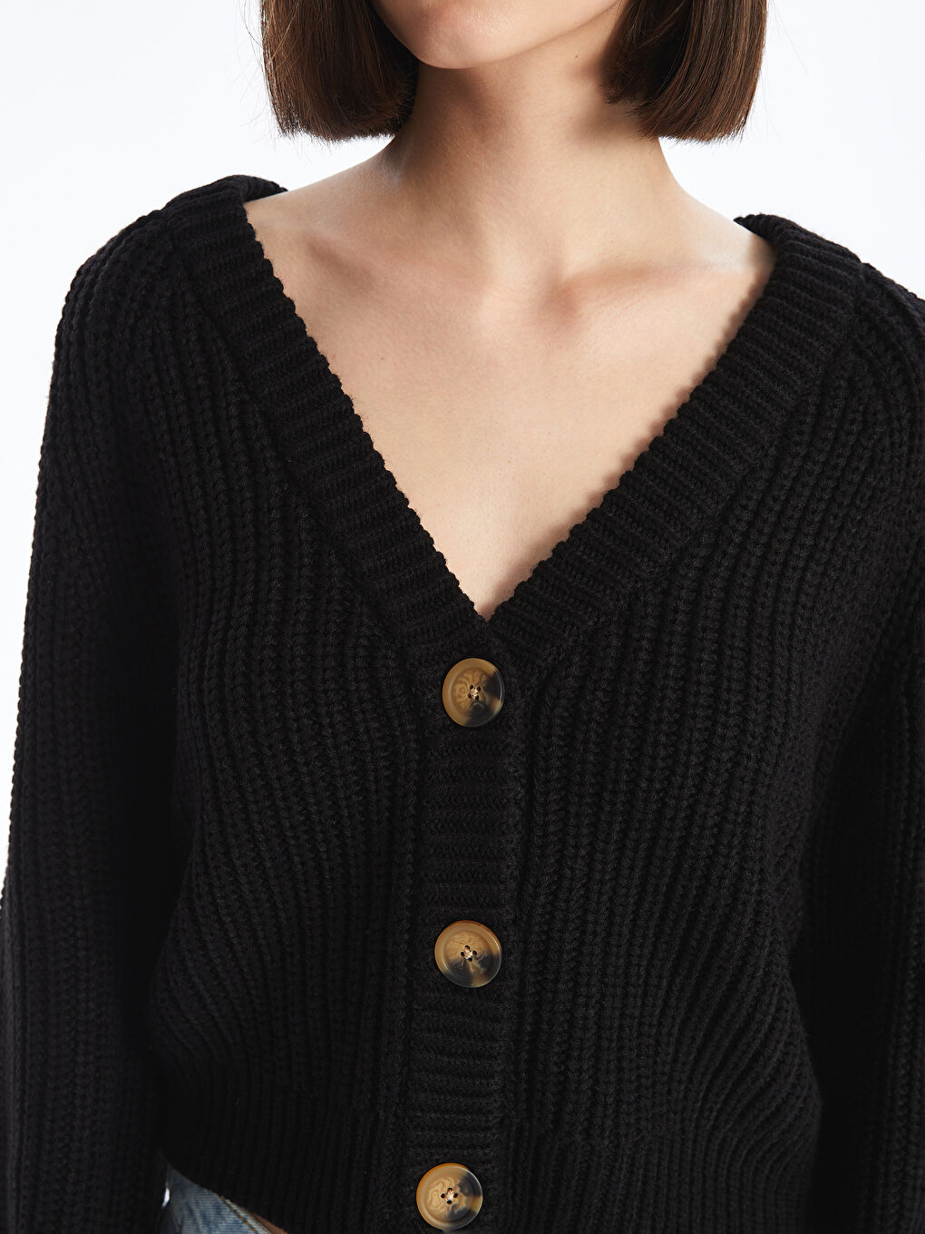 Кардиган из трикотажа с V-образным вырезом для женщин-3