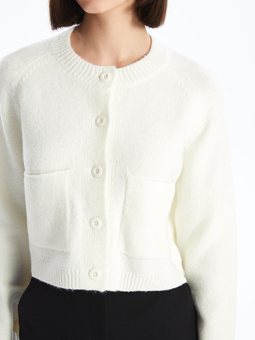 XSIDE Bisiklet Yaka Crop Kadın Triko Hırka -W43537Z8-R9J