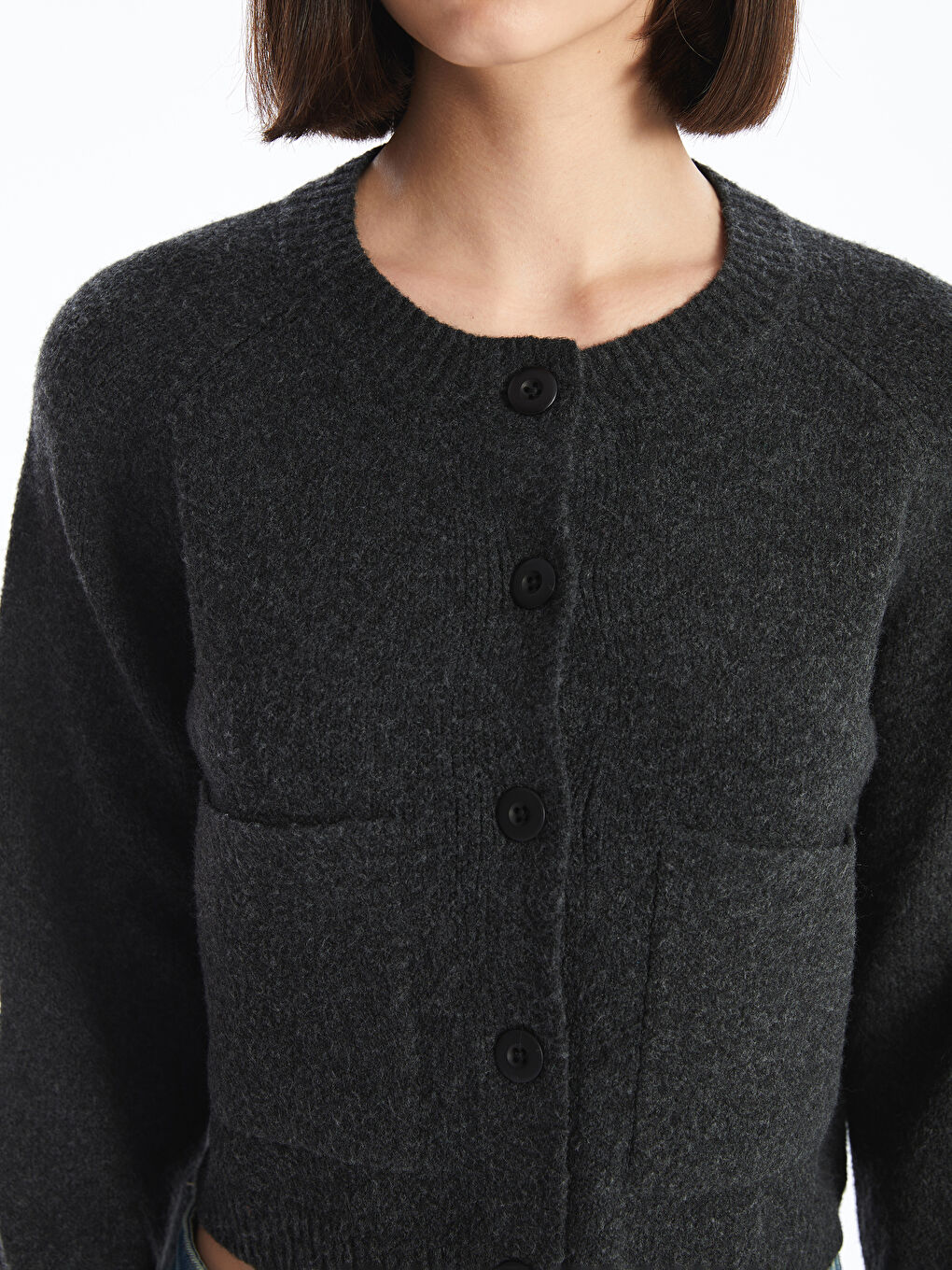 XSIDE Rundhalsausschnitt Crop-Strickjacke für Damen -W43537Z8-VDL