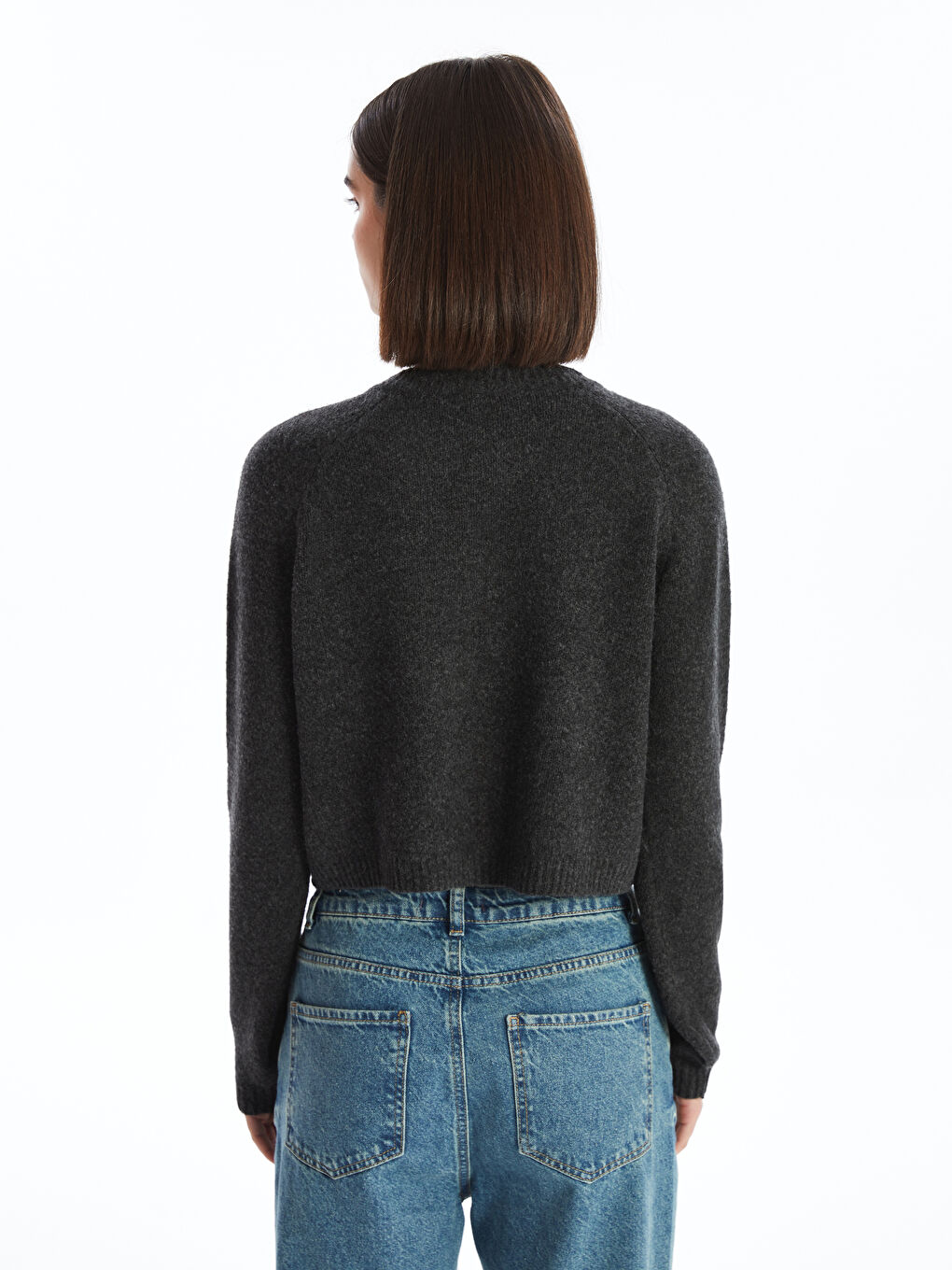 XSIDE Rundhalsausschnitt Crop-Strickjacke für Damen -W43537Z8-VDL