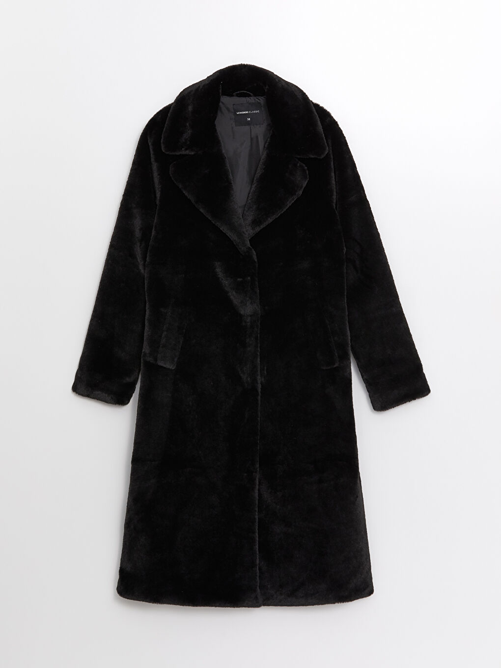 LC Waikiki Women's Jacket Neck Plain Plush Overcoat -W43550Z8-CVL