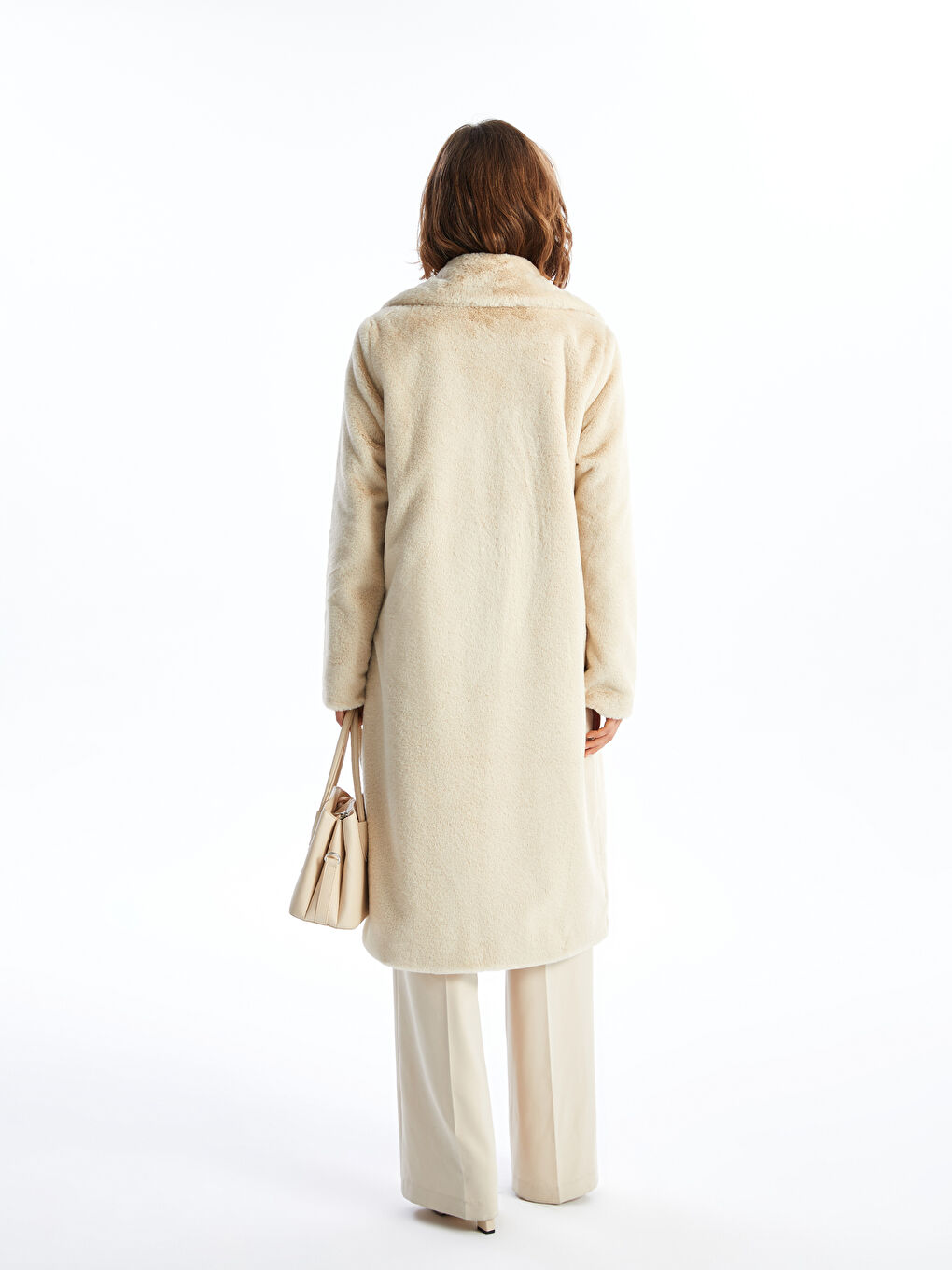 LC Waikiki Women's Jacket Neck Plain Plush Overcoat -W43550Z8-FF7