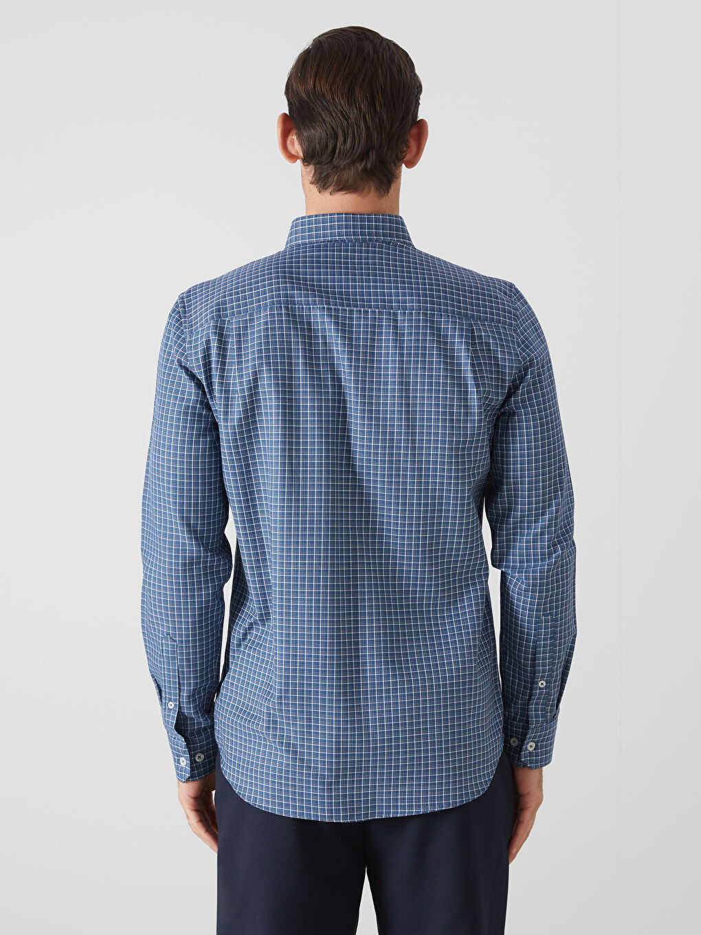 Regular Fit Long Sleeve Plaid Gabardine Men's Shirt-3