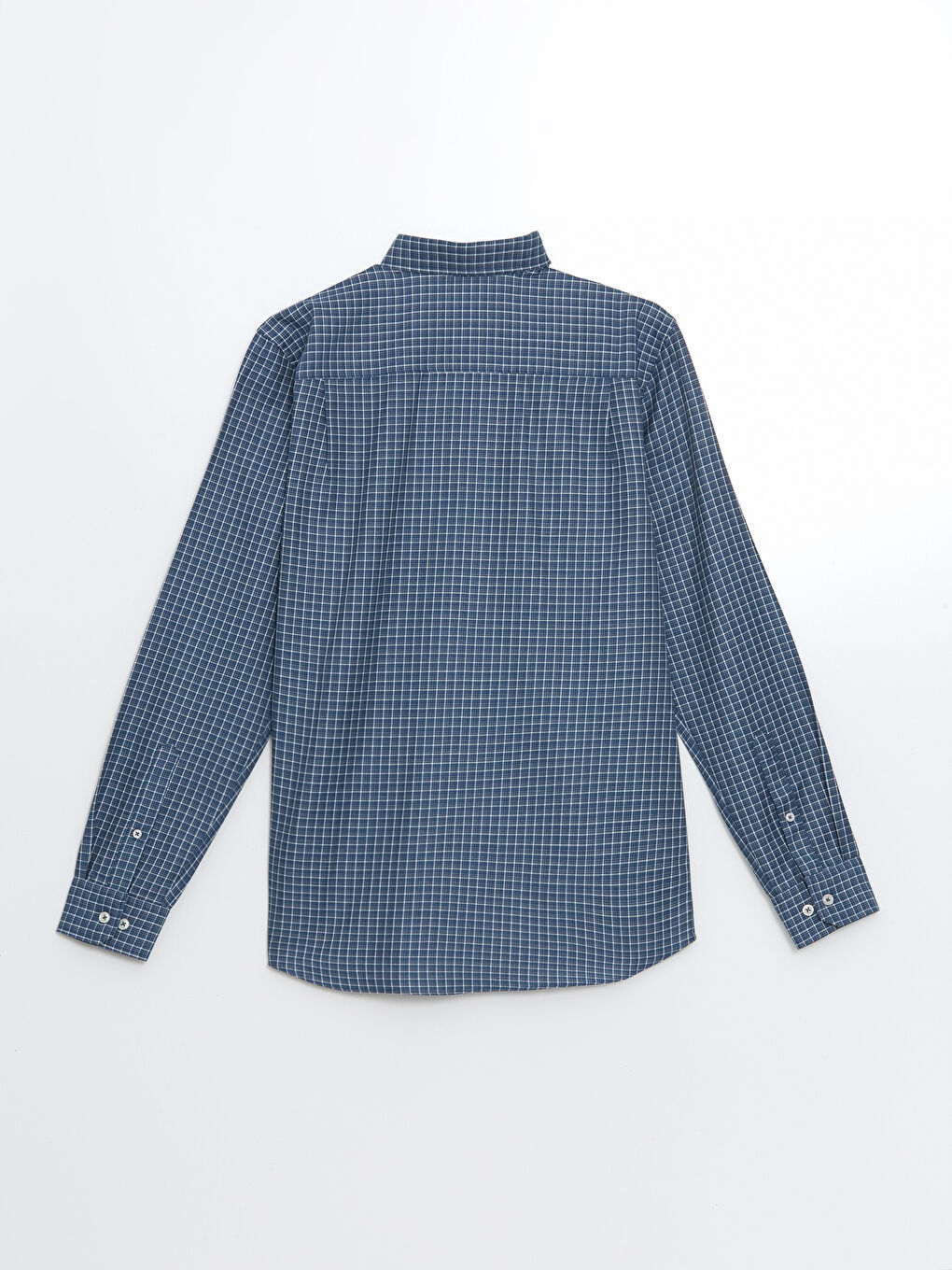 Regular Fit Long Sleeve Plaid Gabardine Men's Shirt-5