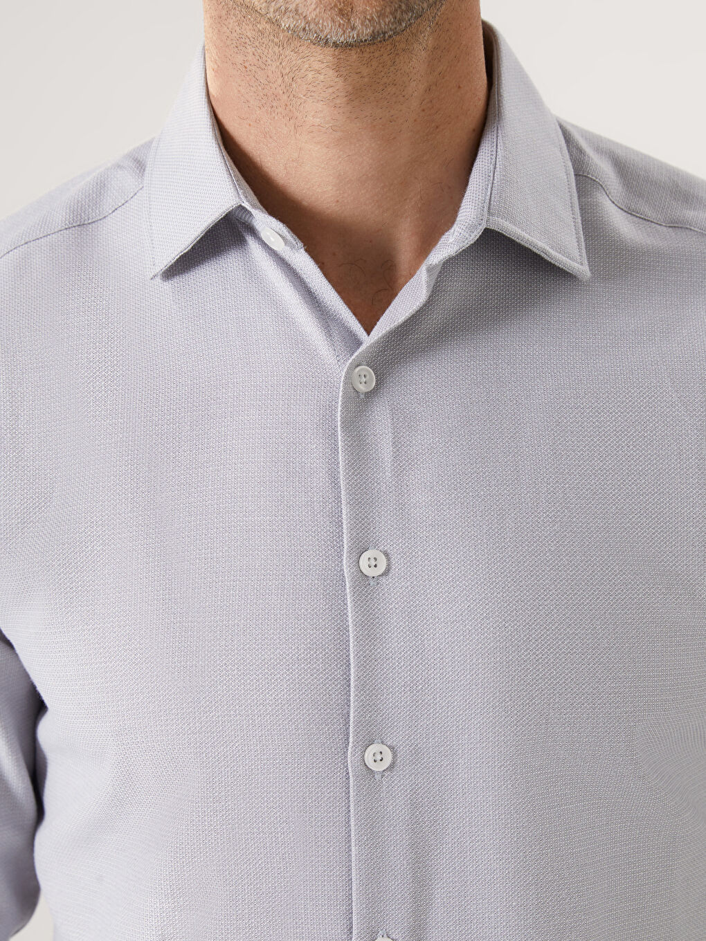 Slim Fit Long Sleeve Dobby Men's Shirt-2