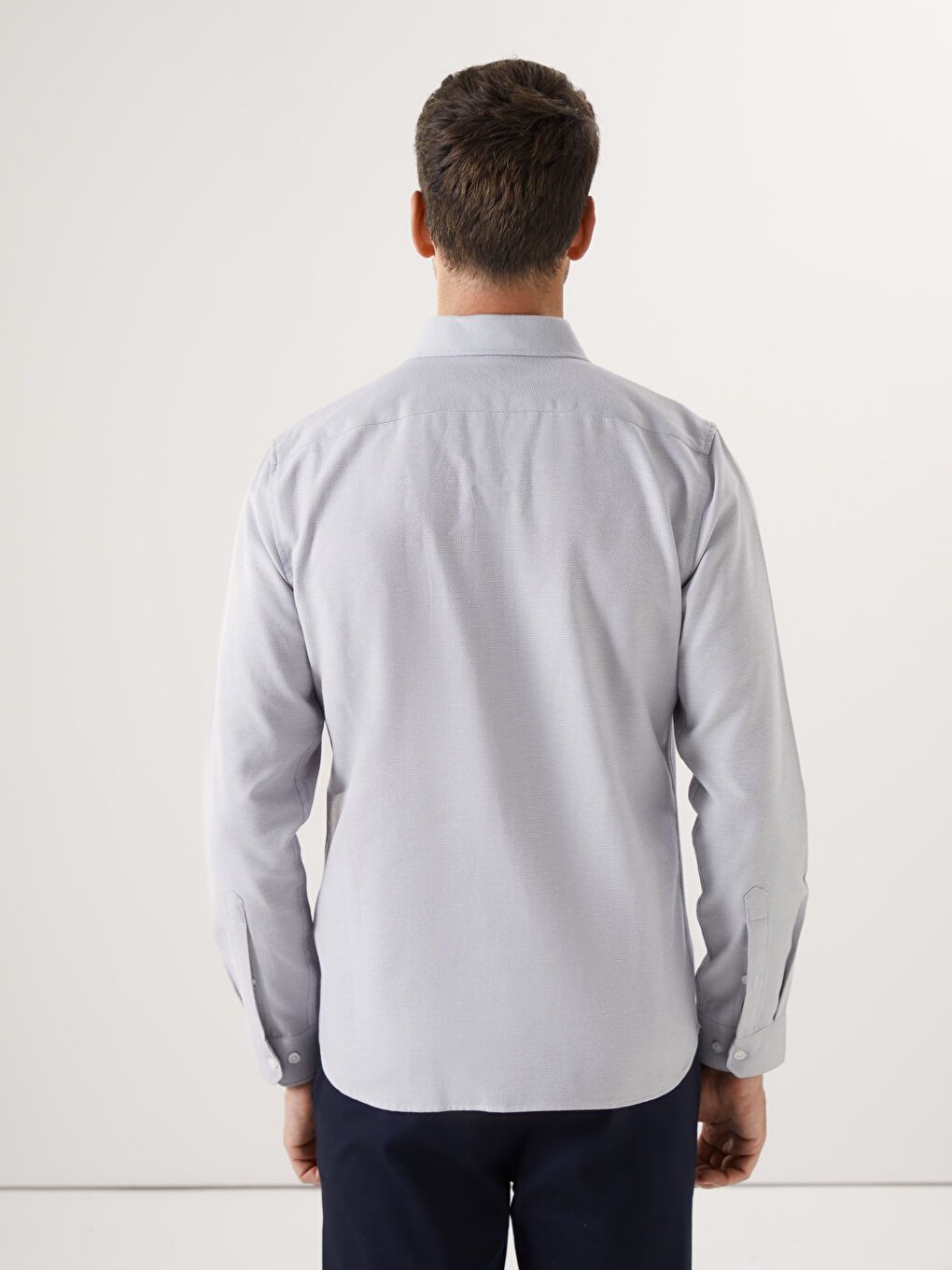 Slim Fit Long Sleeve Dobby Men's Shirt-3