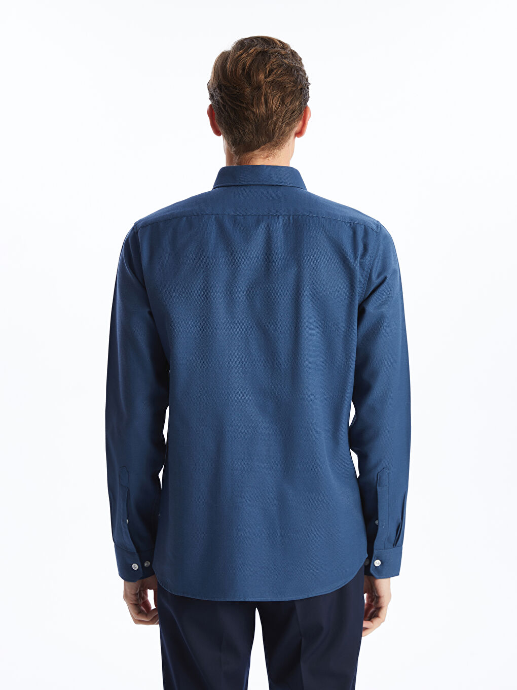 قميص رجالي كم طويل بقماش دوبي بقصة رفيعة-3