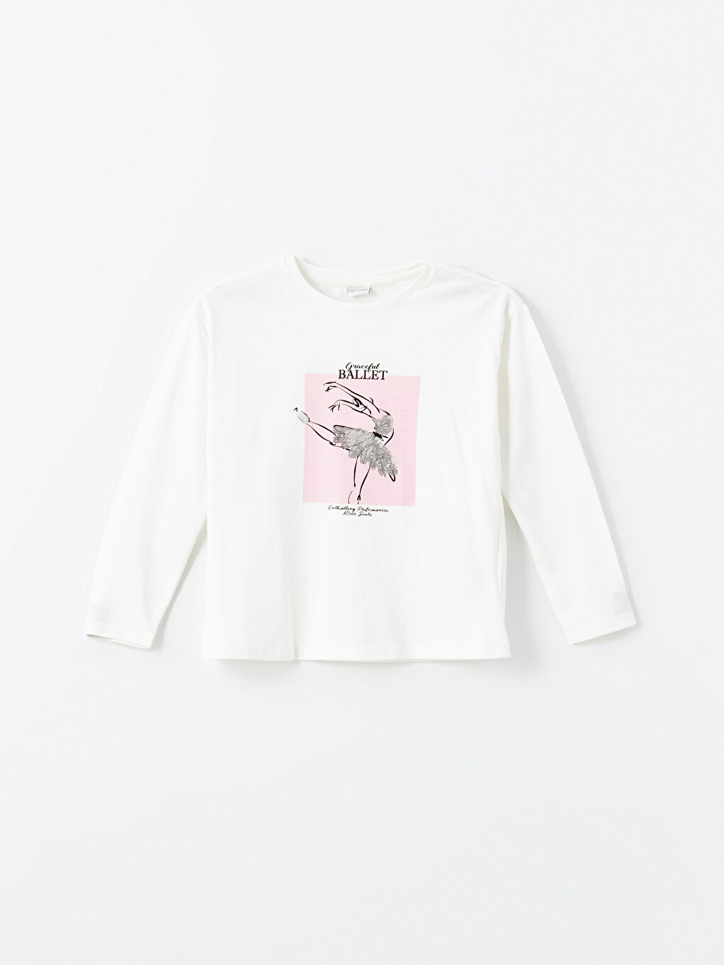 LCW Kids Тениска с кръгло деколте и принт за момичета -W43673Z4-FDU