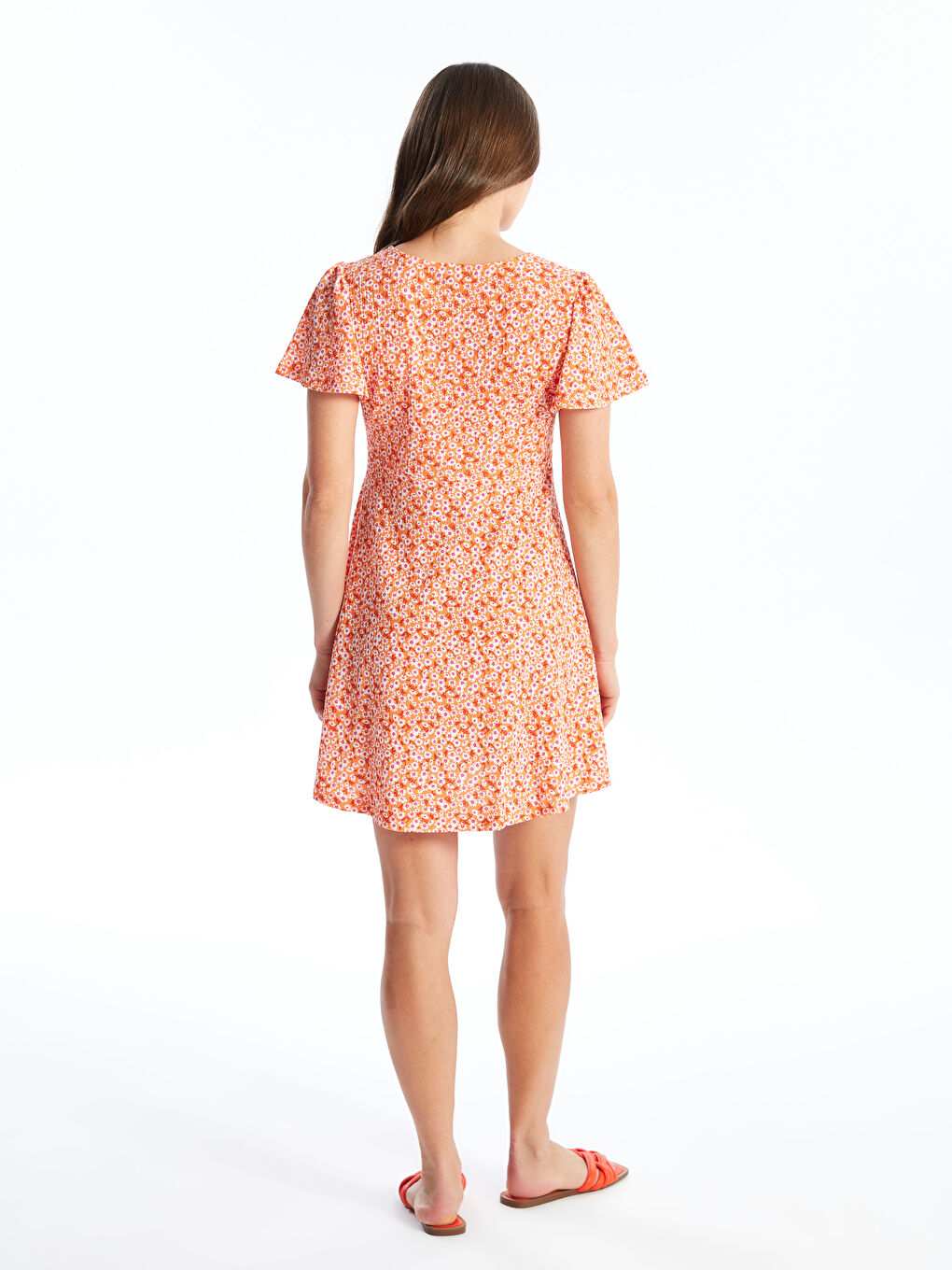 LCWAIKIKI Maternity Double Breasted Collar Floral Short Sleeve Maternity Dress -W43731Z8-LSR