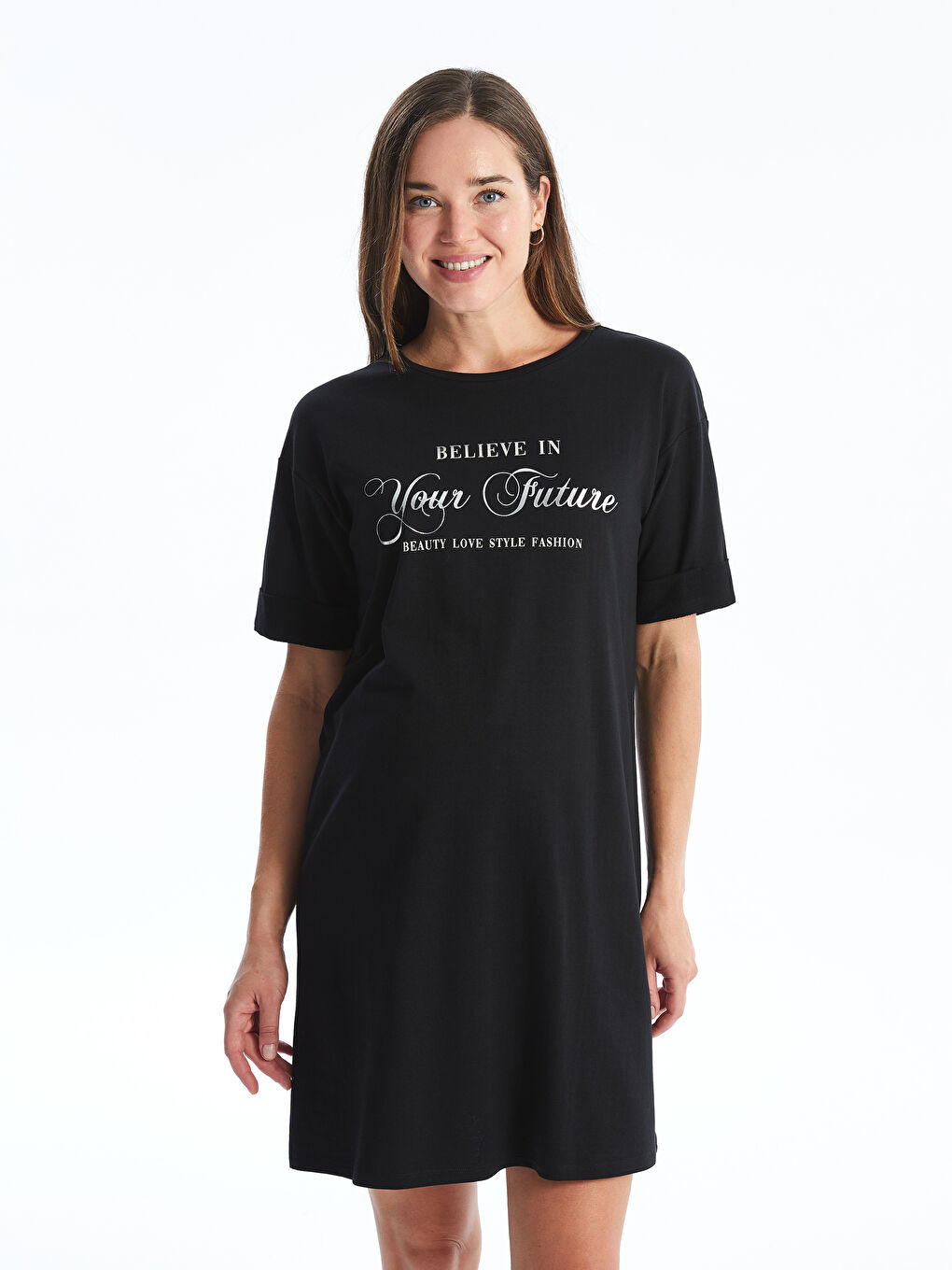 LCWAIKIKI Maternity Crew Neck Printed Maternity Dress -W43752Z8-CVL