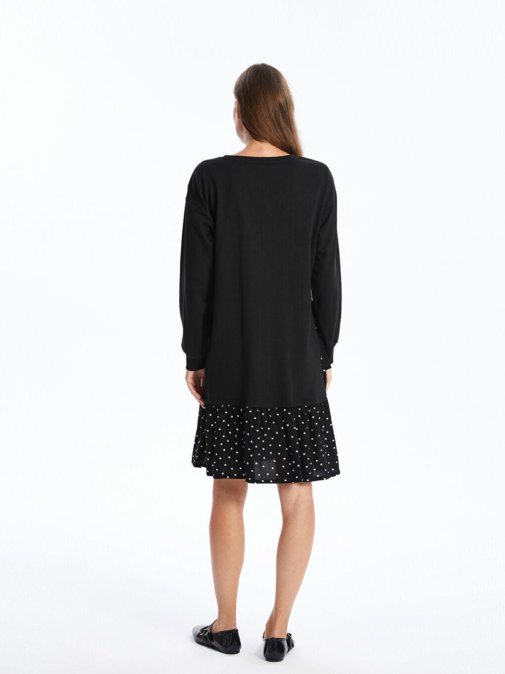 LCW Crew Neck Polka Dot Women's Dress -W43757Z8-CVL