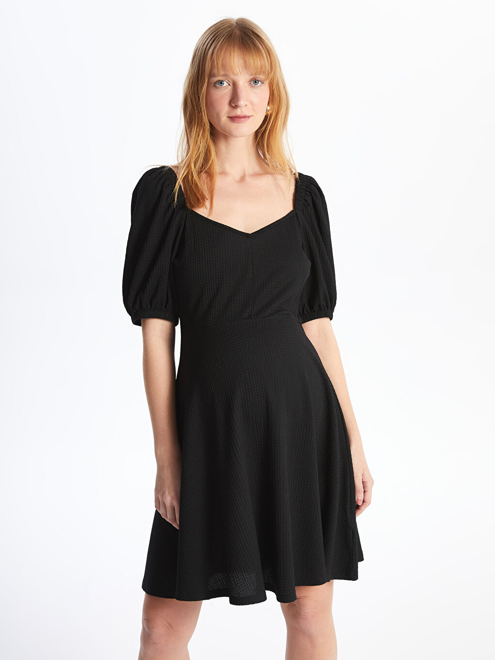 Heart Neck Plain Short Sleeve Maternity Dress -W43768Z8-CVL