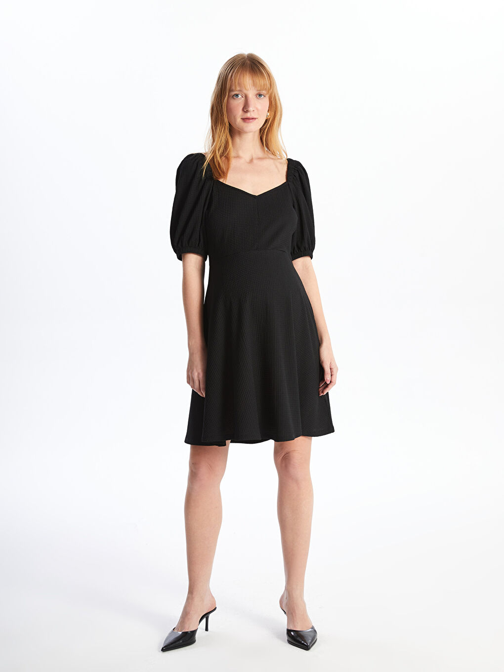 Heart Neck Plain Short Sleeve Maternity Dress -W43768Z8-CVL