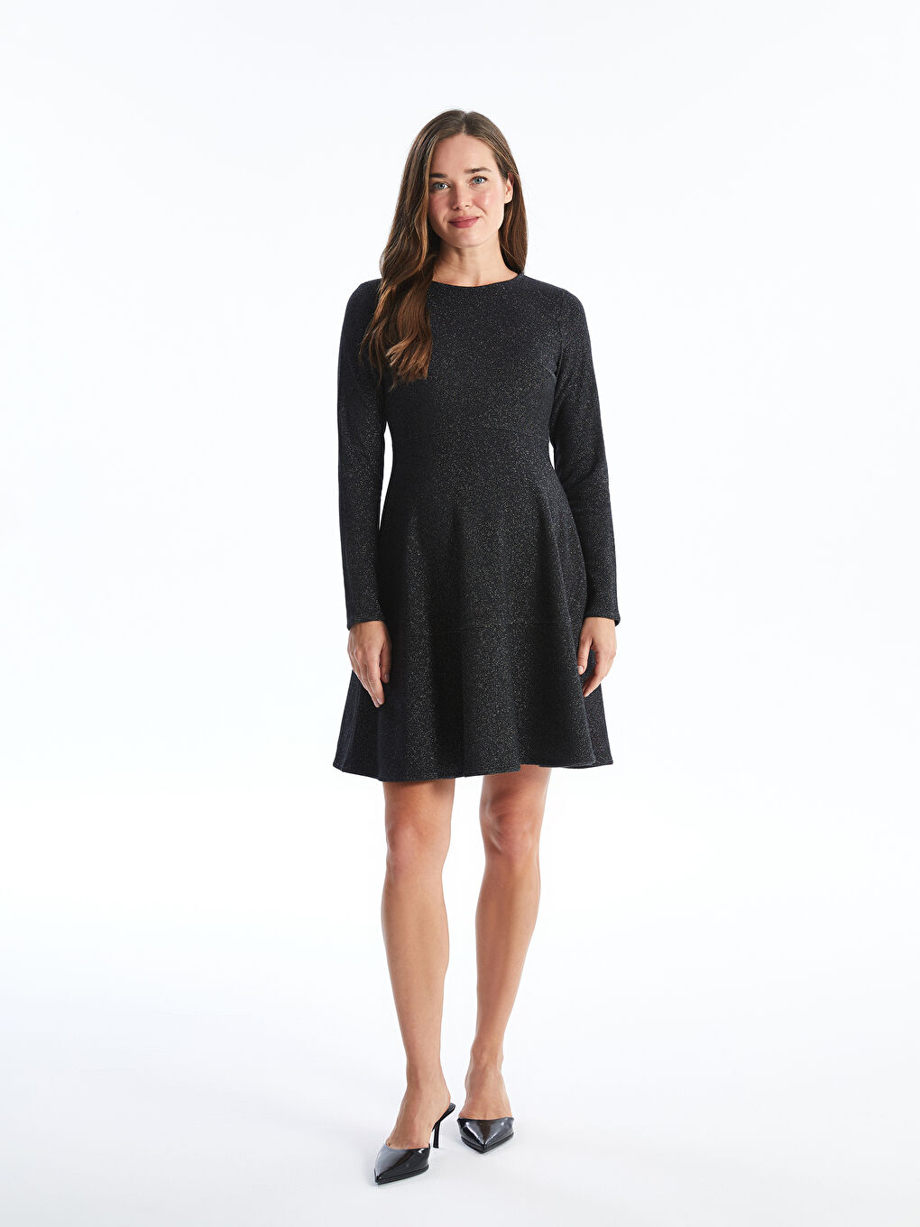LCWAIKIKI Maternity Robe de maternité à manches longues avec aspect brillant et col rond -W43785Z8-CVL