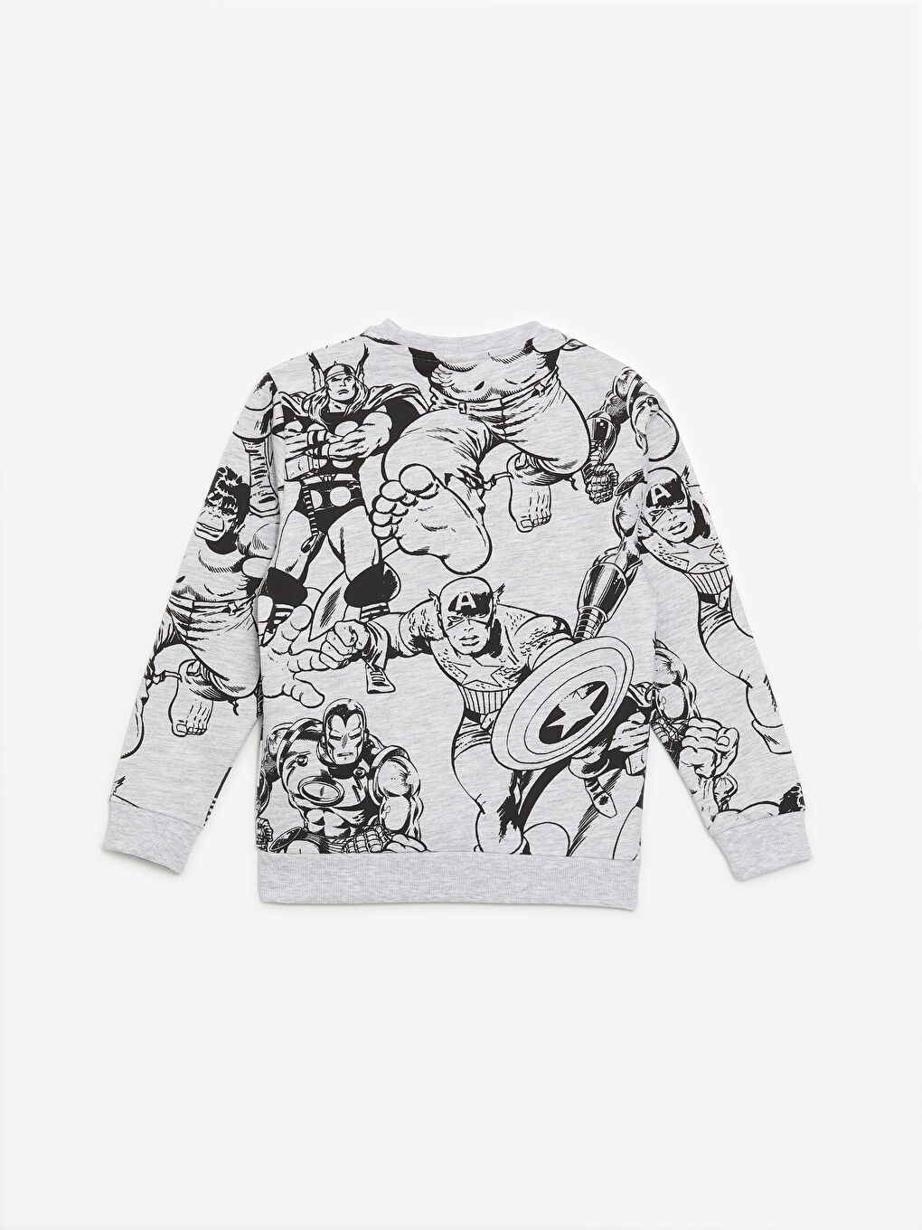 LCW Kids Gri Baskılı Bisiklet Yaka Hulk Baskılı Uzun Kollu Erkek Çocuk Sweatshirt - 1