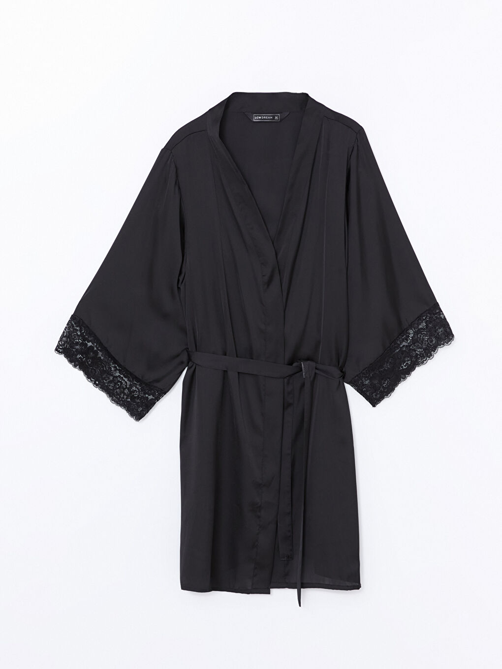 Double Breasted Collar Satin Women's Robe-5