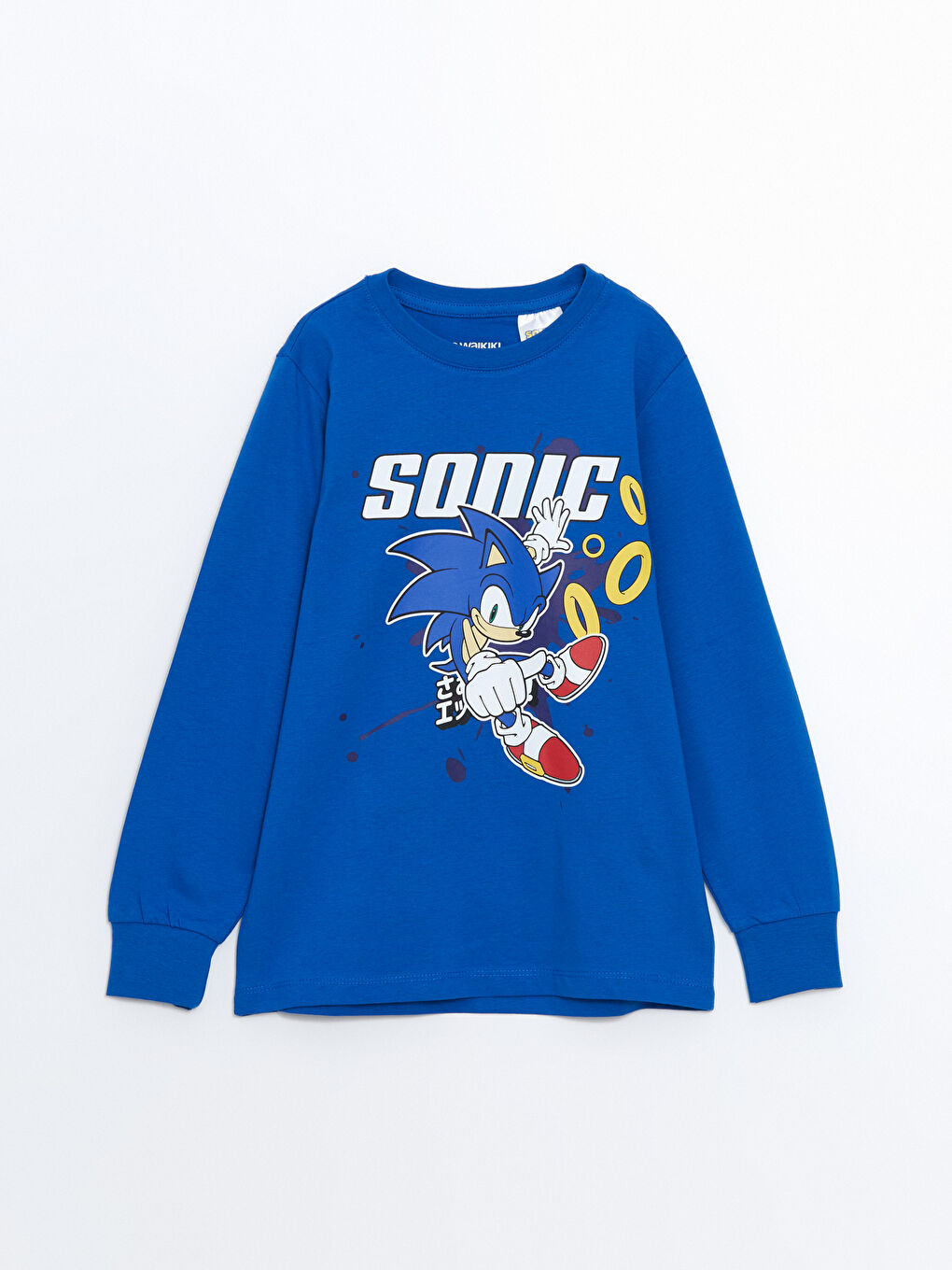 Mavi Bisiklet Yaka Sonic Baskılı Erkek Çocuk Pijama Üst