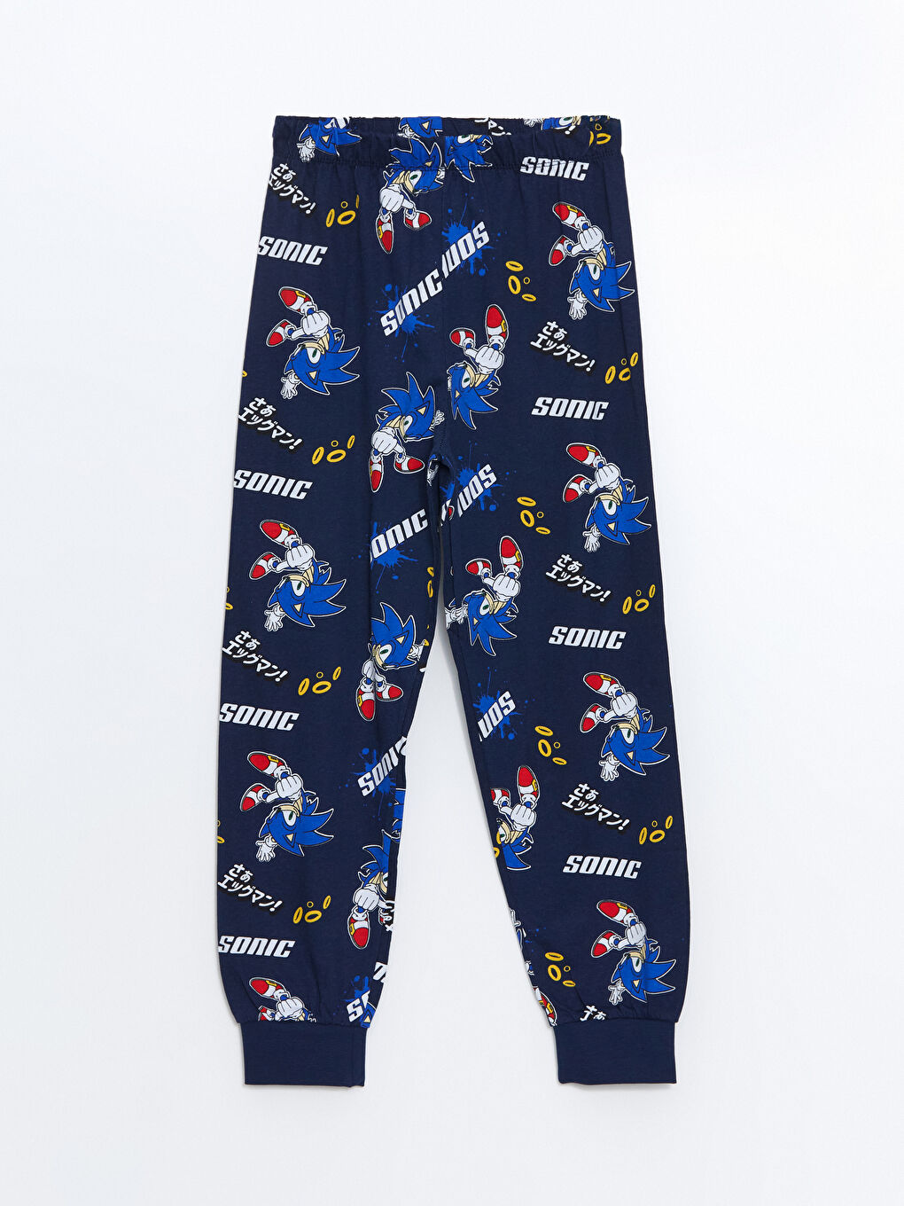 LCW Kids Koyu Mavi Bisiklet Yaka Sonic Baskılı Uzun Kollu Erkek Çocuk Pijama Takımı - 4