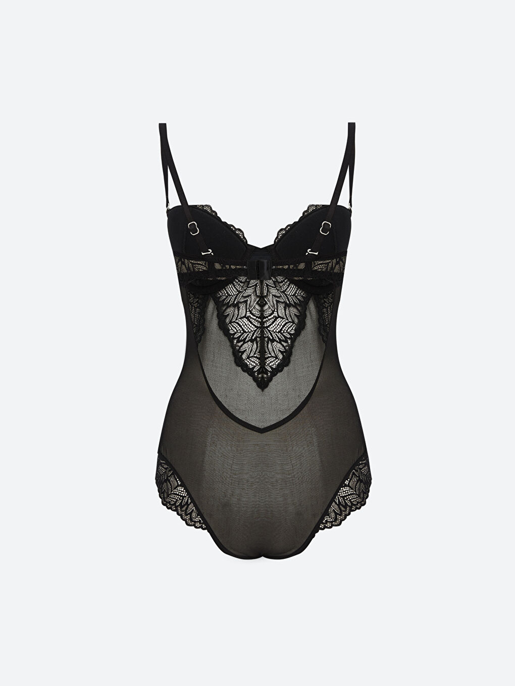 Siyah Dantel Detaylı Bodysuit-1