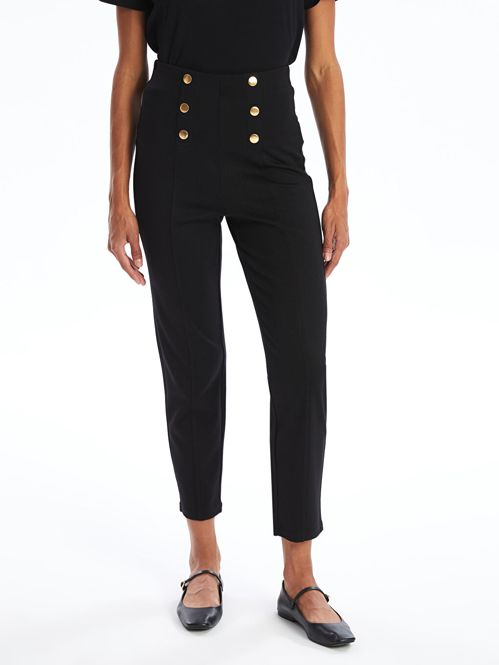 Women's Slim Fit Plain Trousers-1