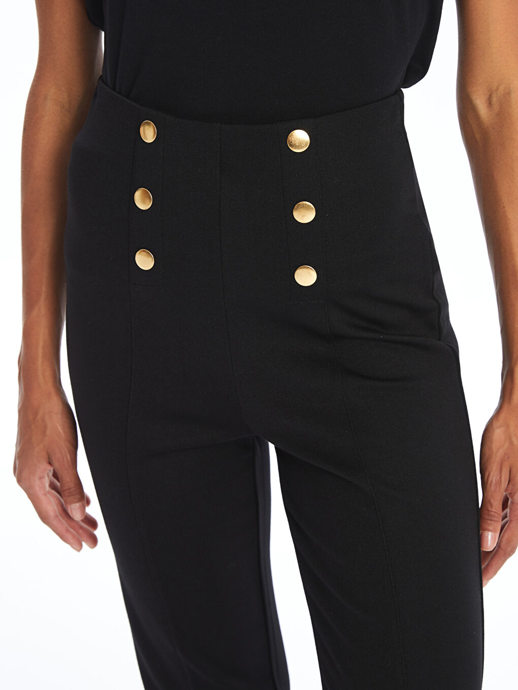 Women's Slim Fit Plain Trousers-2