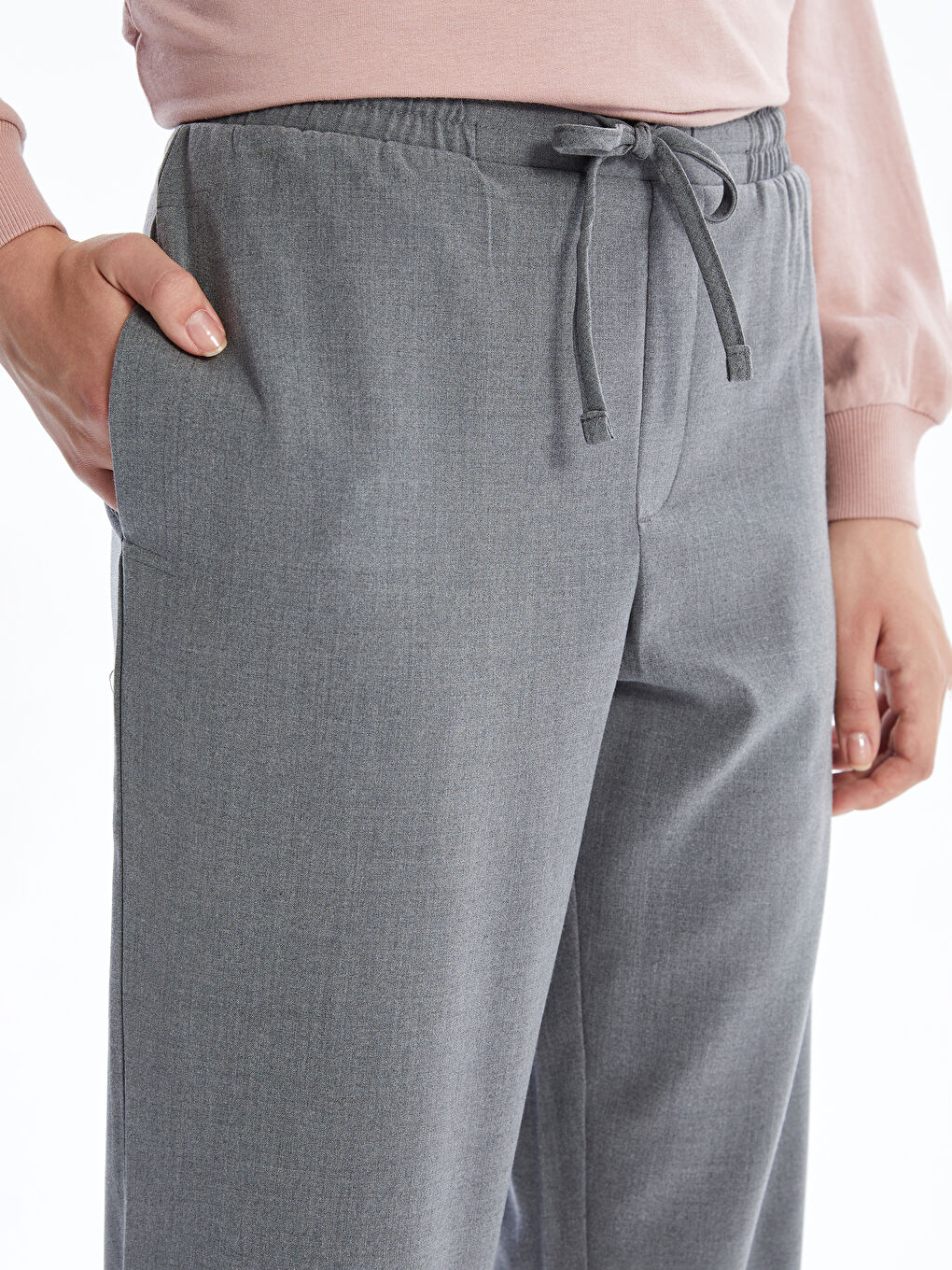 Elastic Waist Carrot Fit Women's Trousers-2