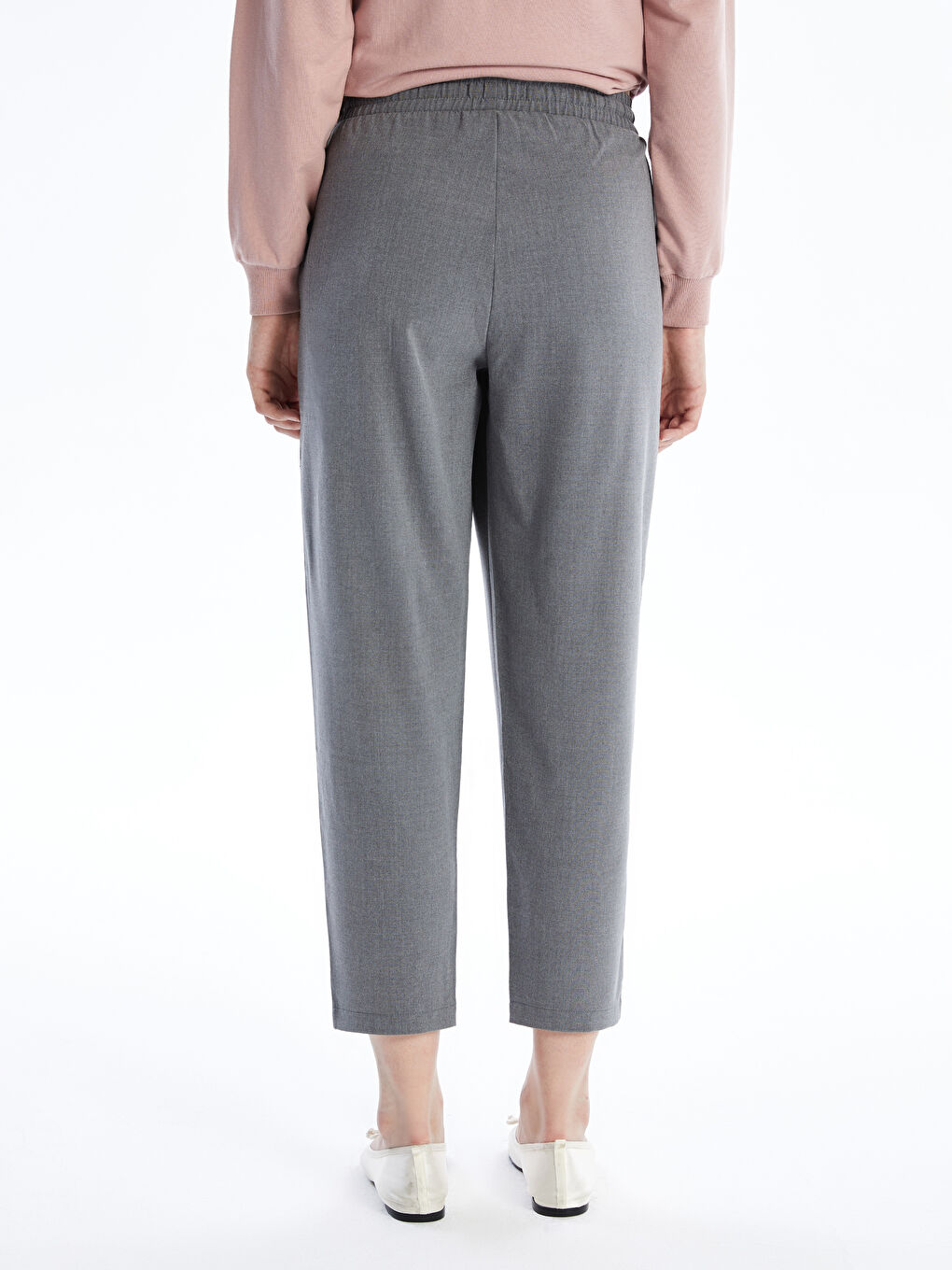 Elastic Waist Carrot Fit Women's Trousers-3