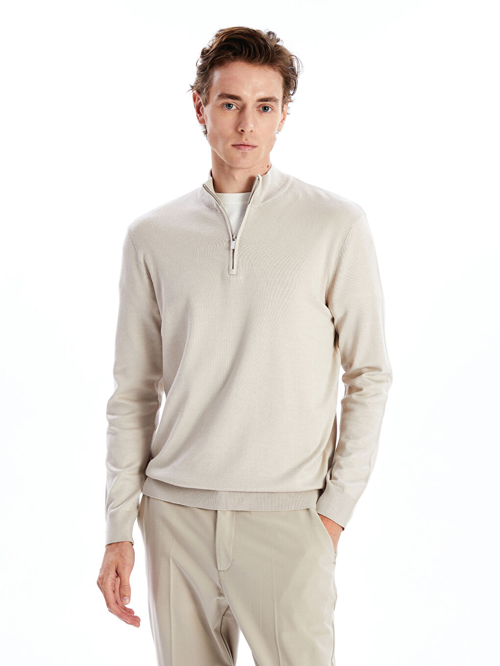 LCW Vision Funnel Neck Long Sleeve Men's Knitwear Sweater -W43917Z8-FWM