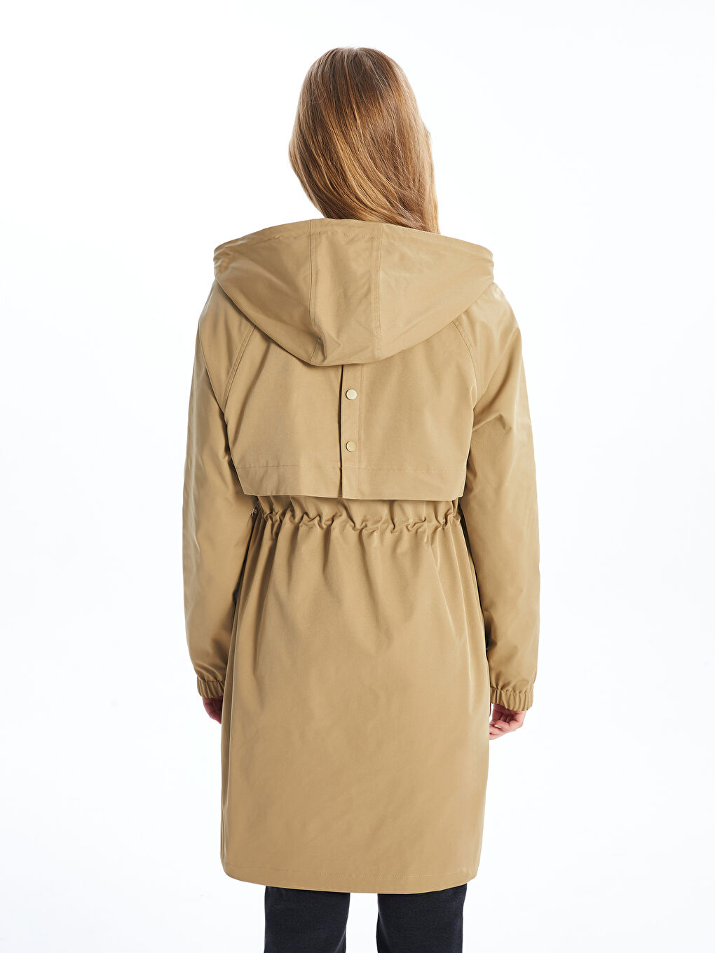 Haki Kapüşonlu Kadın Trençkot-4