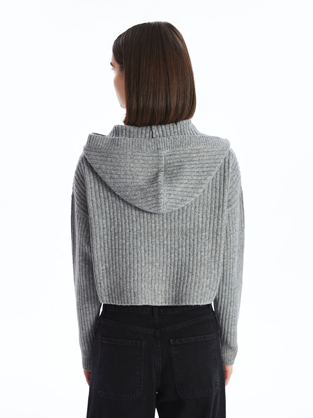 Hooded Plain Long Sleeve Women's Knitwear Cardigan-4