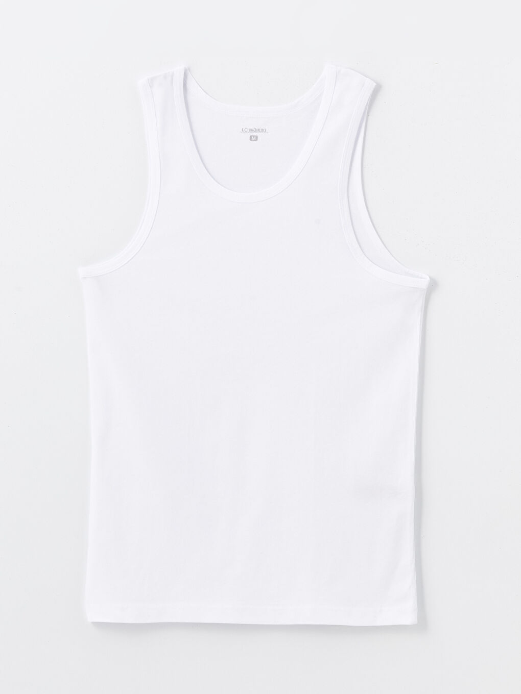 Beyaz U Yaka Penye Erkek Atlet