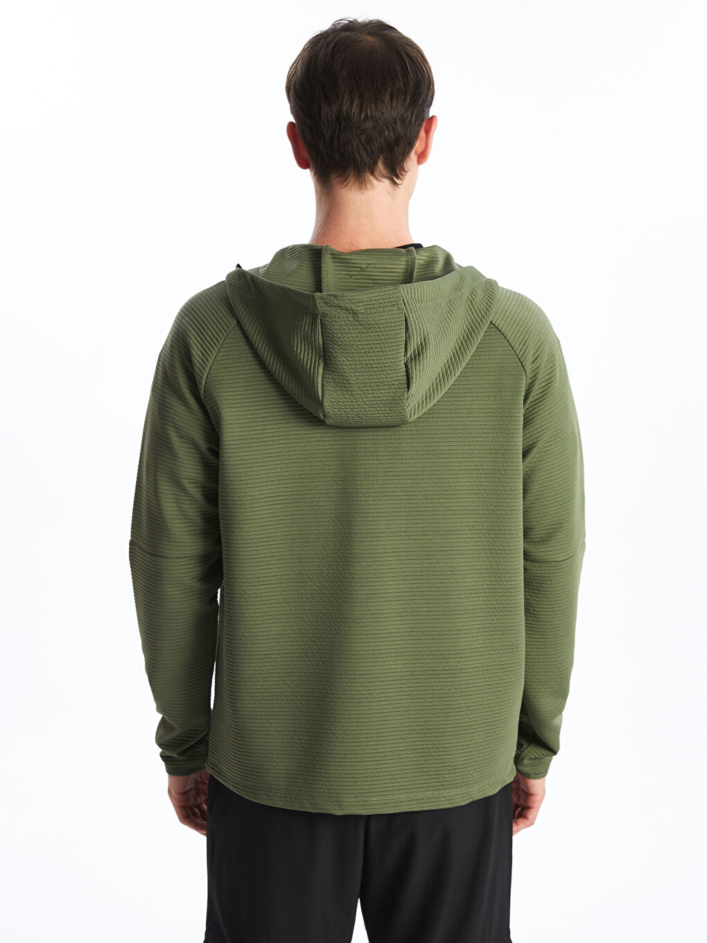 XSIDE ACTIVE Yeşil Kapüşonlu Uzun Kollu Erkek Fermuarlı Sweatshirt - 3