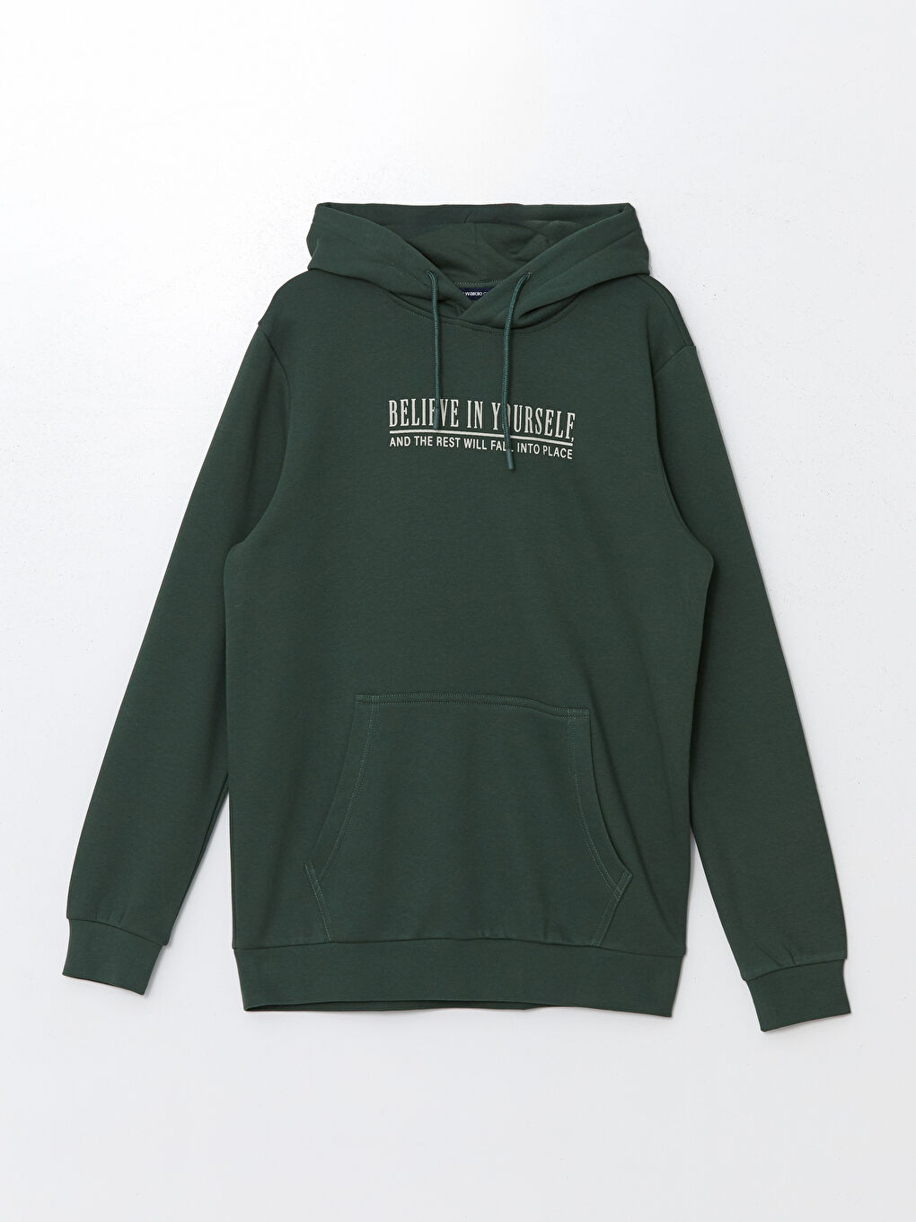 LCWAIKIKI Classic Orta Yeşil Uzun Kollu Baskılı Erkek Hoodie - 4