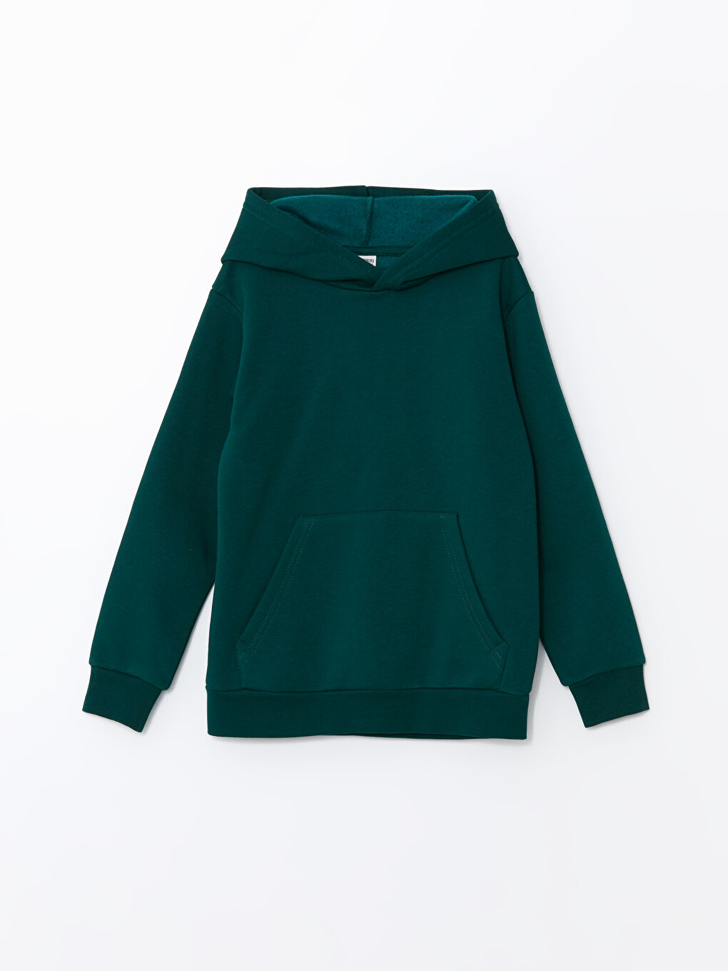 LCW Kids Koyu Yeşil Kapüşonlu Erkek Çocuk Kalın Sweatshirt