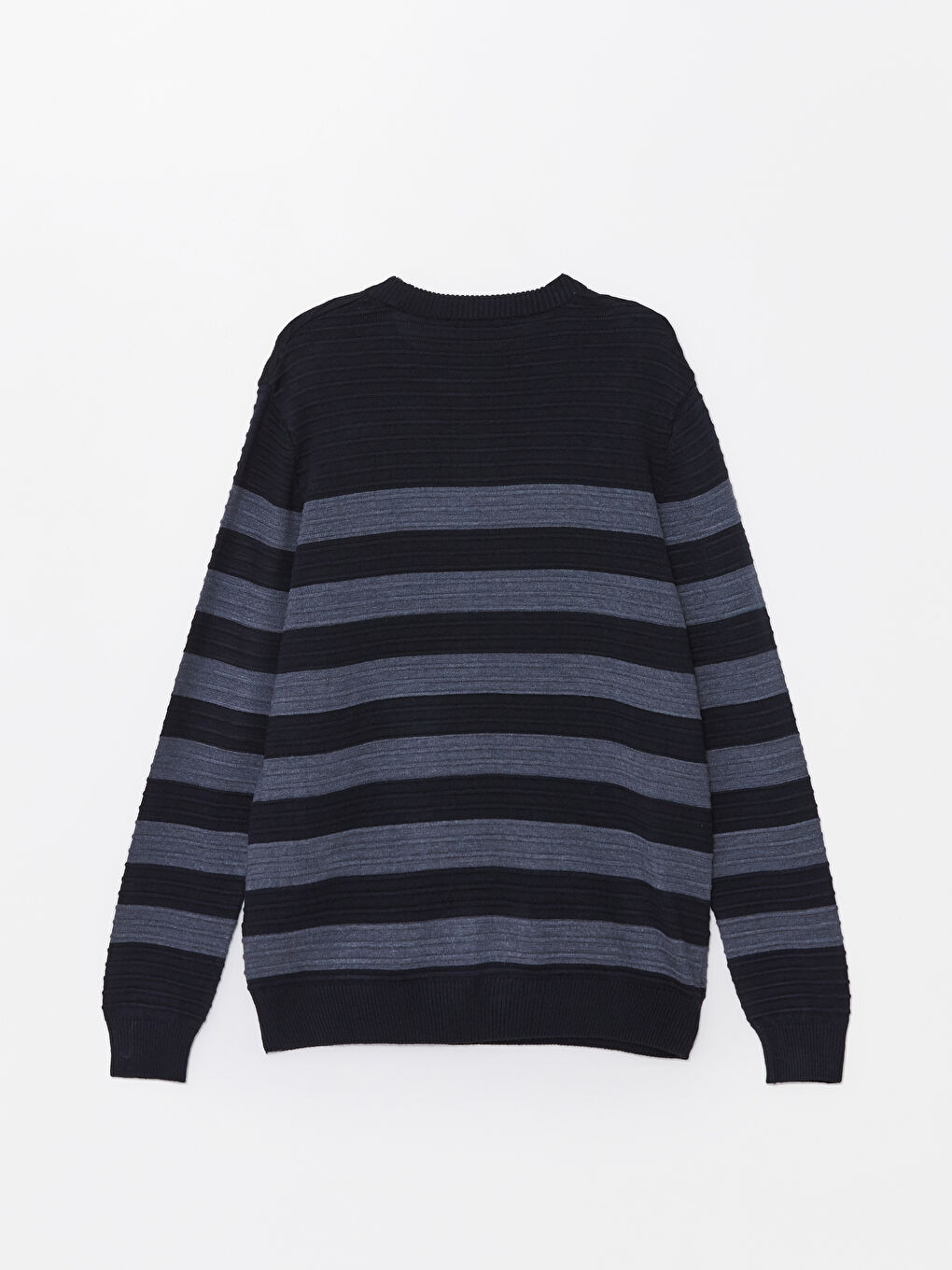 Pull-over en Tricot à Rayures pour Hommes à Col Rond et Manches Longues-6