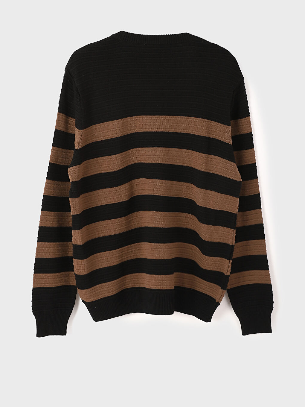Crew Neck Long Sleeve Striped Men's Knitwear Sweater-3