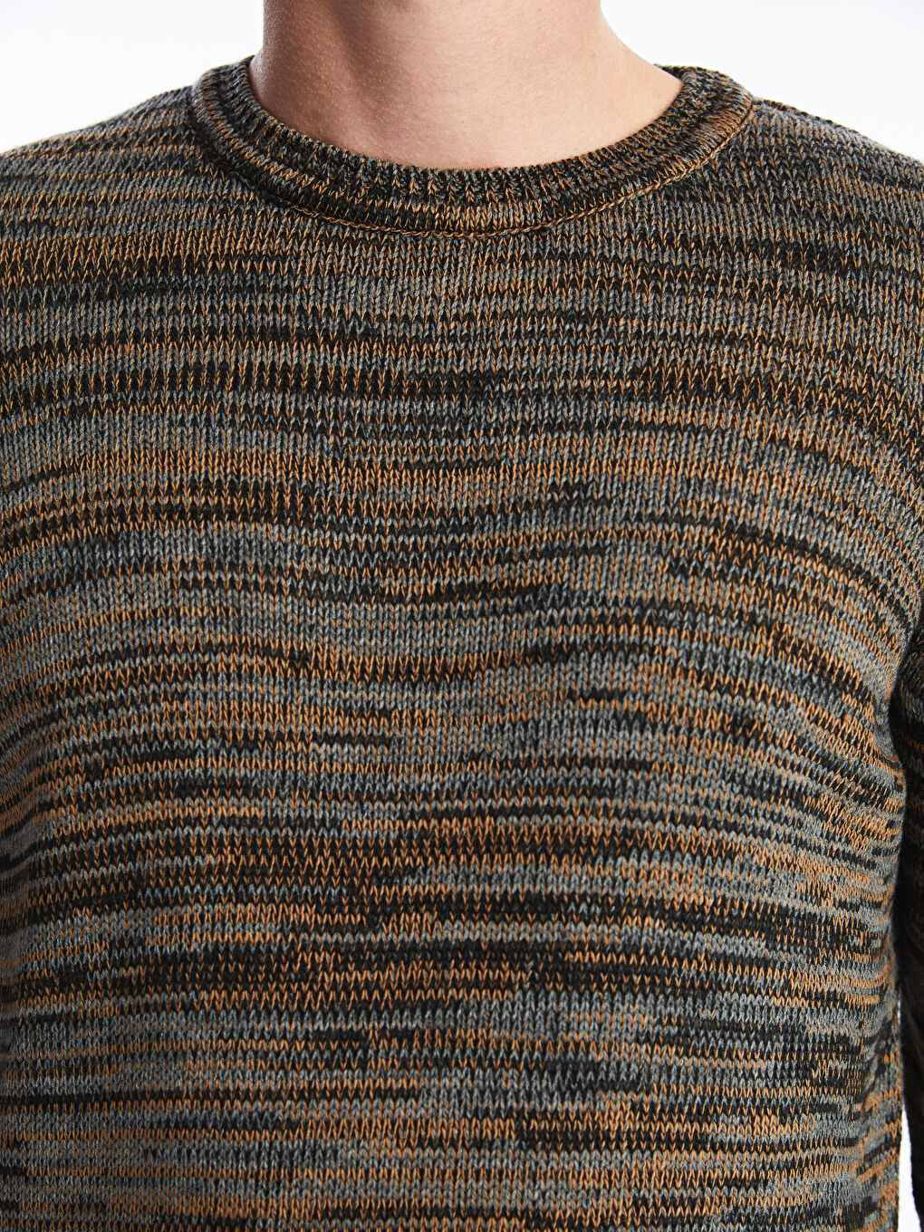 Crew Neck Long Sleeve Patterned Men's Knitwear Sweater-2
