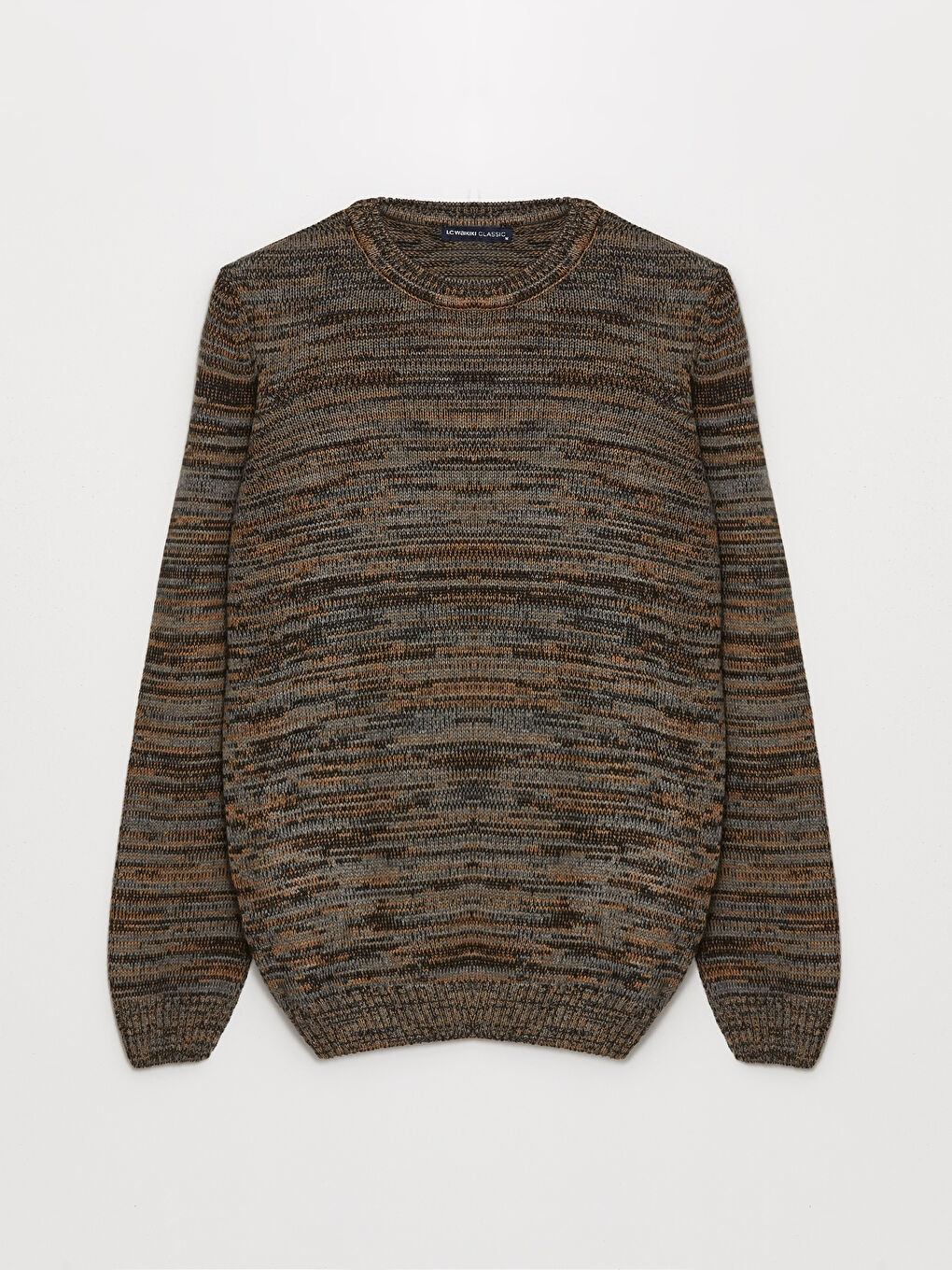 Crew Neck Long Sleeve Patterned Men's Knitwear Sweater-5