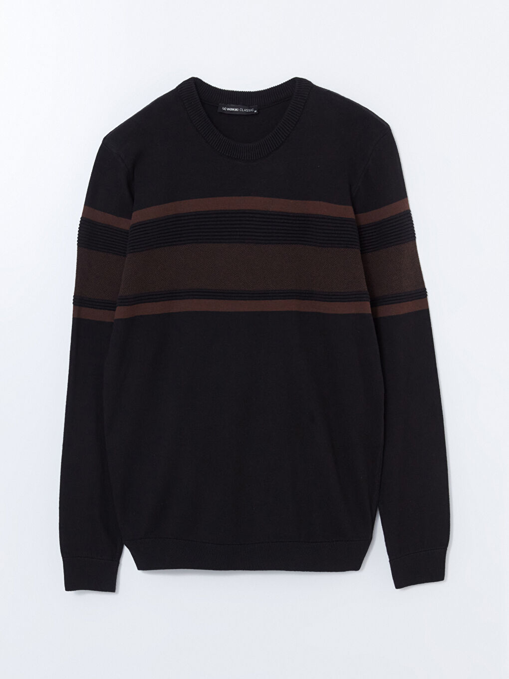 Pull-over en Tricot à Rayures pour Hommes à Col Rond et Manches Longues-4