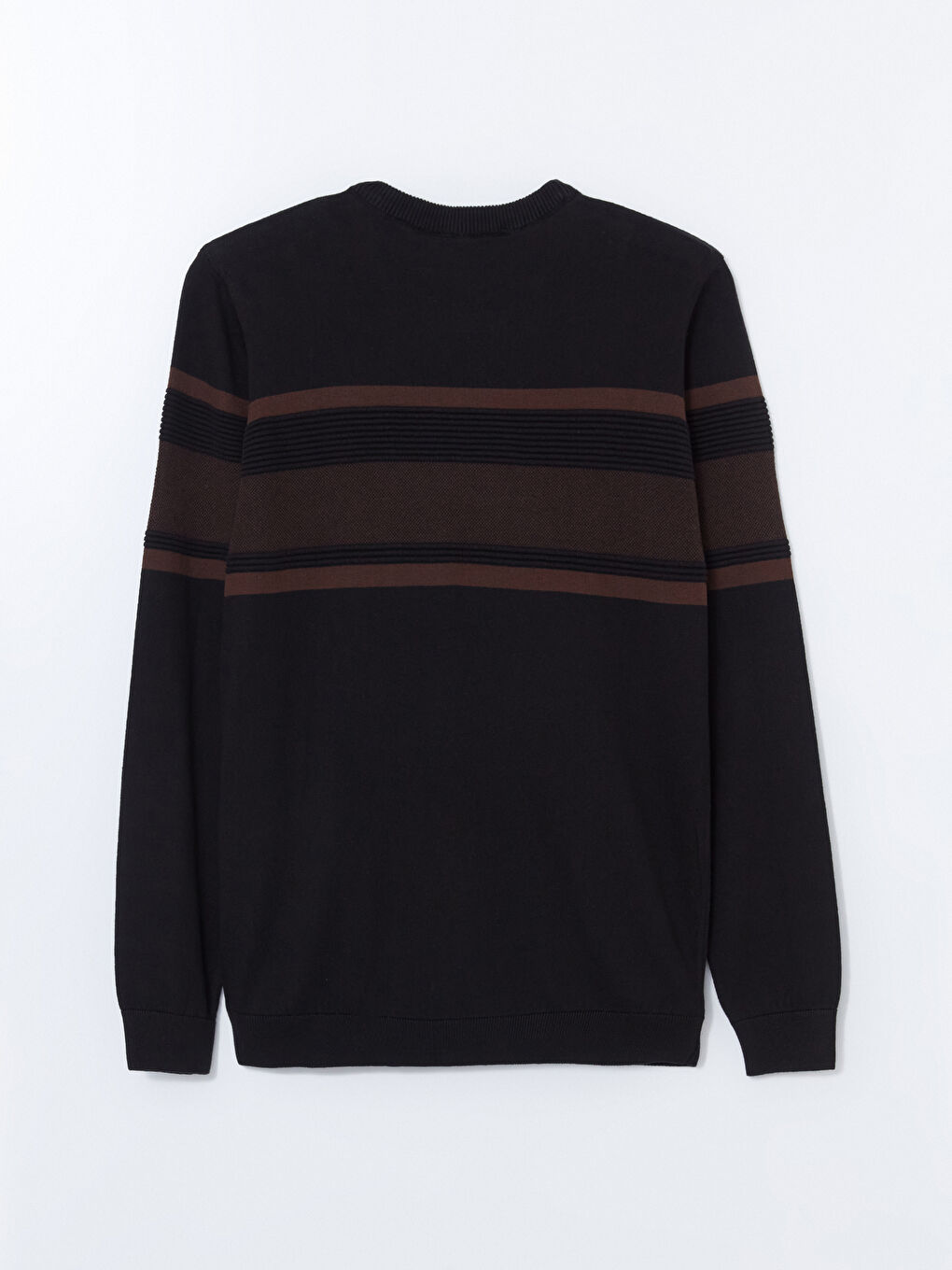 Pull-over en Tricot à Rayures pour Hommes à Col Rond et Manches Longues-5