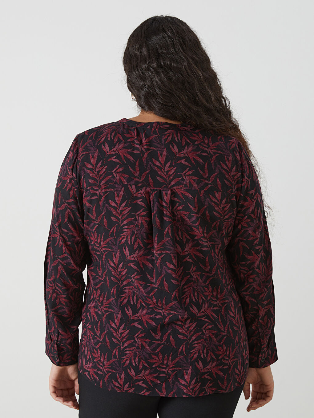 LCW Grace Notch Neck Patterned Long Sleeve Women's Blouse -W44165Z8-SW5