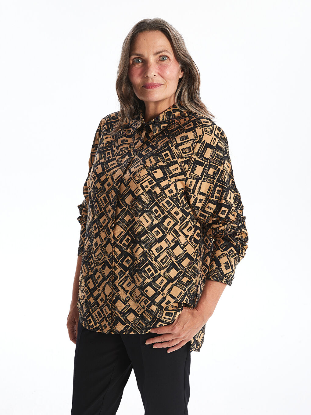 LCW Grace Patterned Long Sleeve Women's Shirt -W44181Z8-LQJ