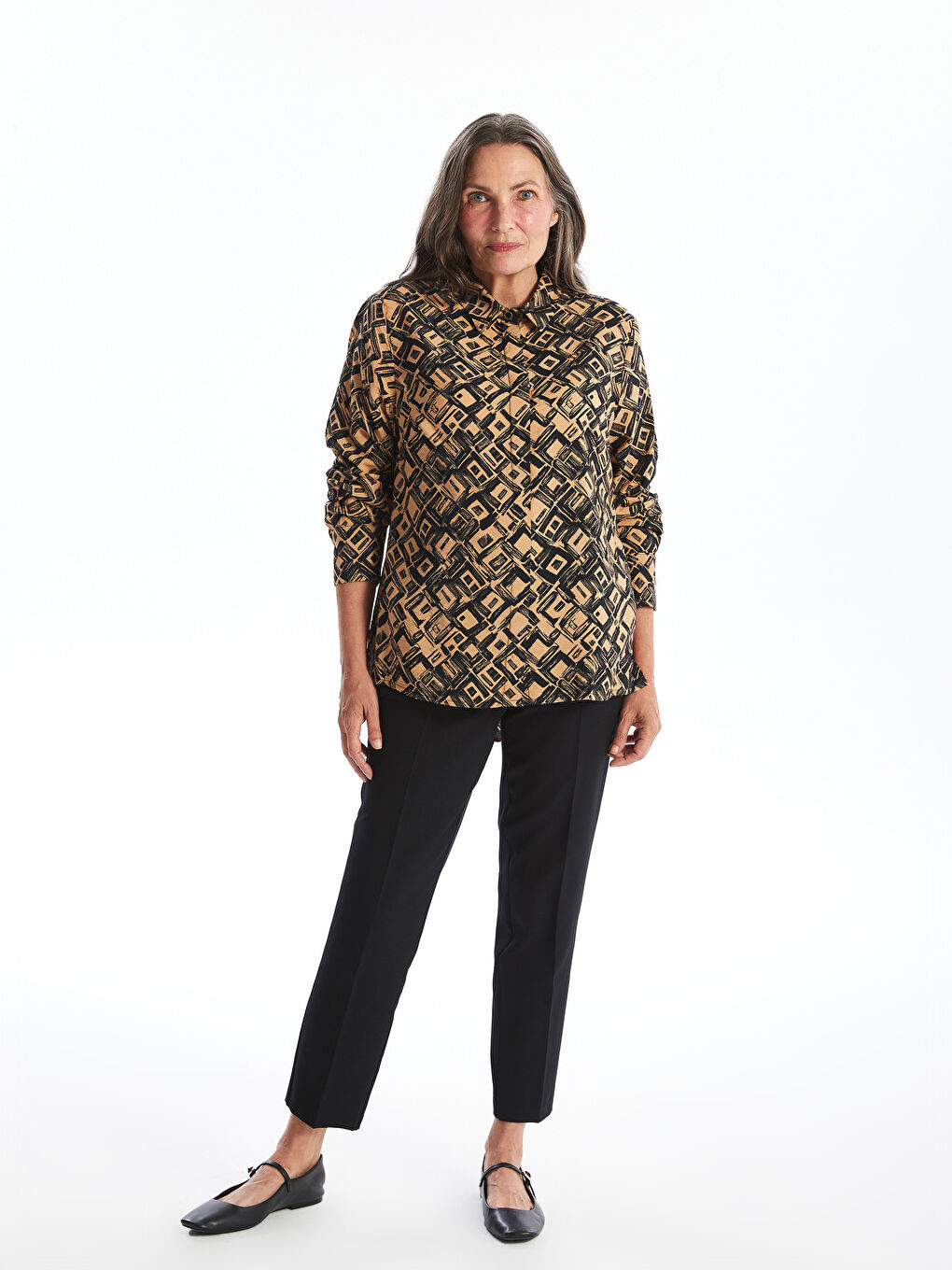 LCW Grace Patterned Long Sleeve Women's Shirt -W44181Z8-LQJ
