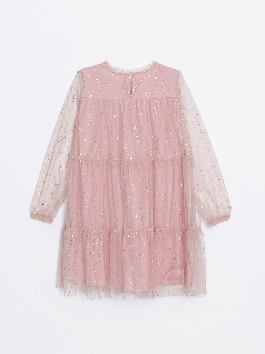 Crew Neck Sparkly Girls' Dress -W44190Z4-LSZ