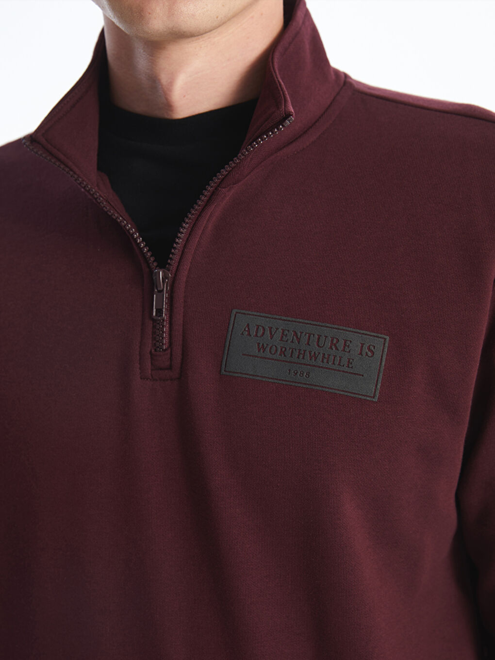 LCWAIKIKI Classic Bordo Dik Yaka Uzun Kollu Baskılı Erkek Sweatshirt - 2