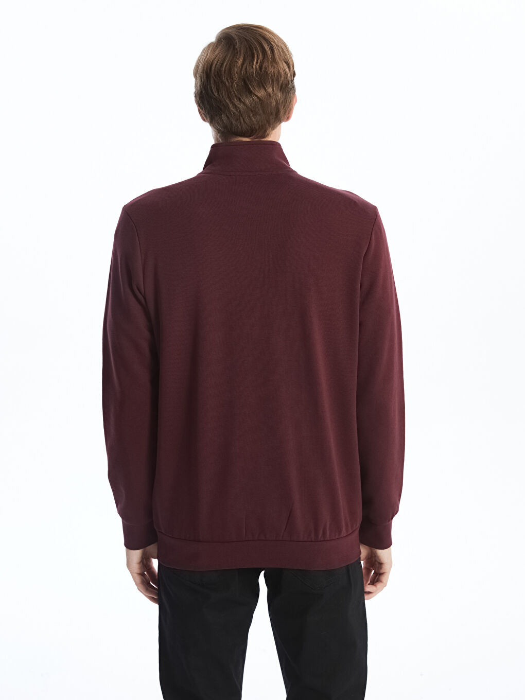 LCWAIKIKI Classic Bordo Dik Yaka Uzun Kollu Baskılı Erkek Sweatshirt - 3