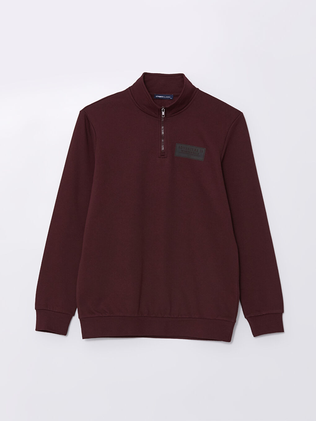 LCWAIKIKI Classic Bordo Dik Yaka Uzun Kollu Baskılı Erkek Sweatshirt - 4