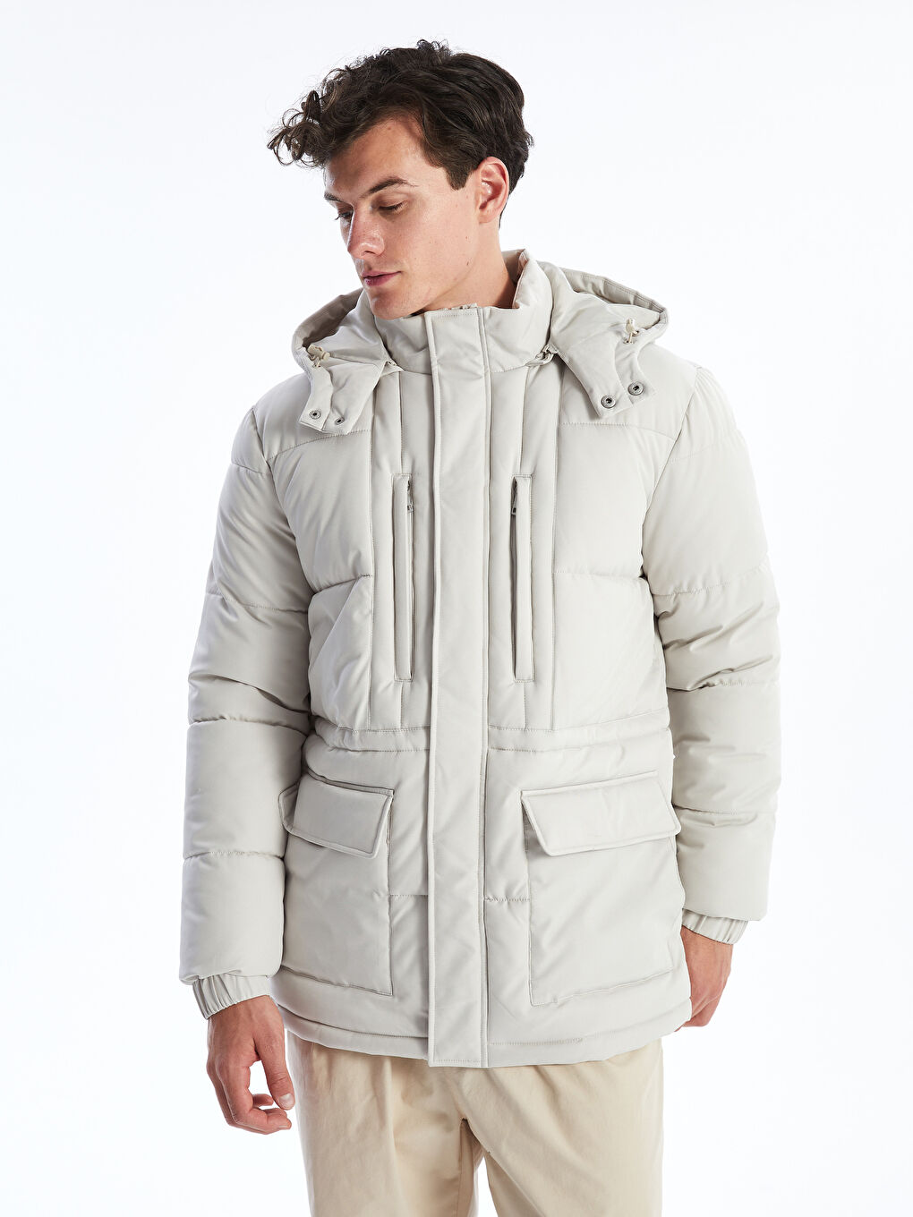 Standard Fit Hooded Men's Puffer -W44232Z8-S0L
